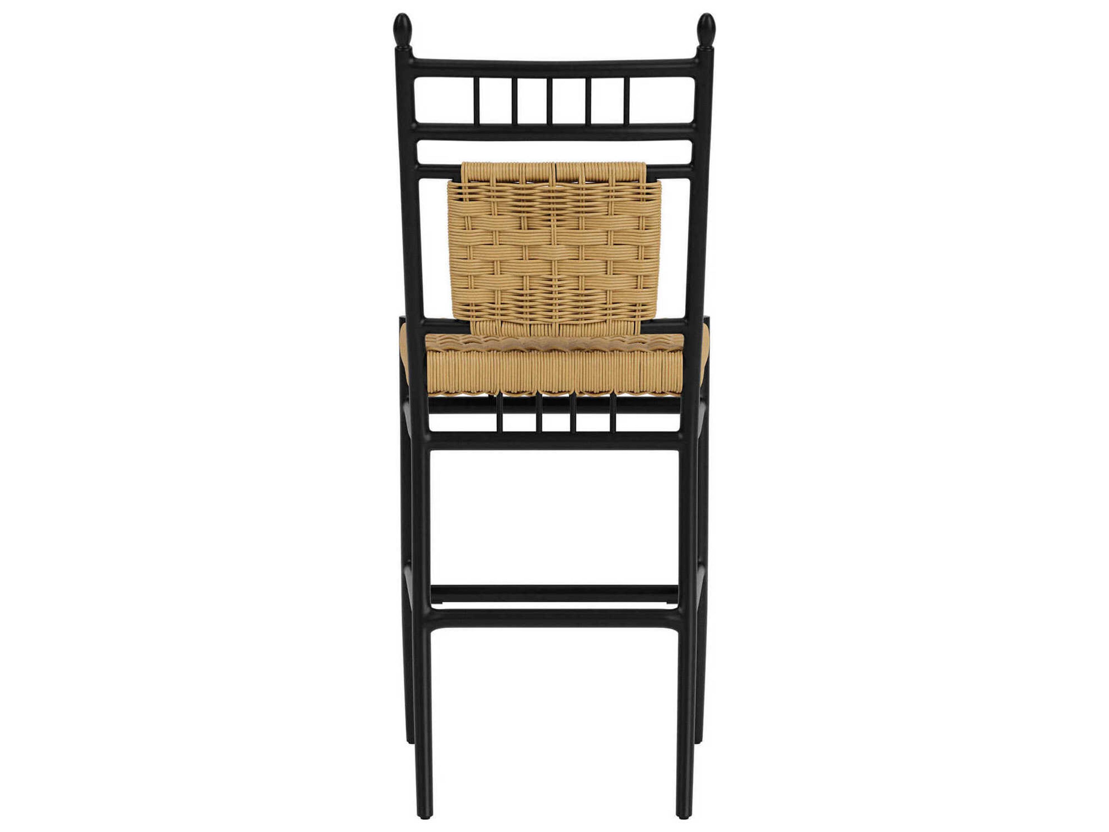 Lloyd Flanders Low Country Antique Black Aluminum Wicker Outdoor Bar Stool