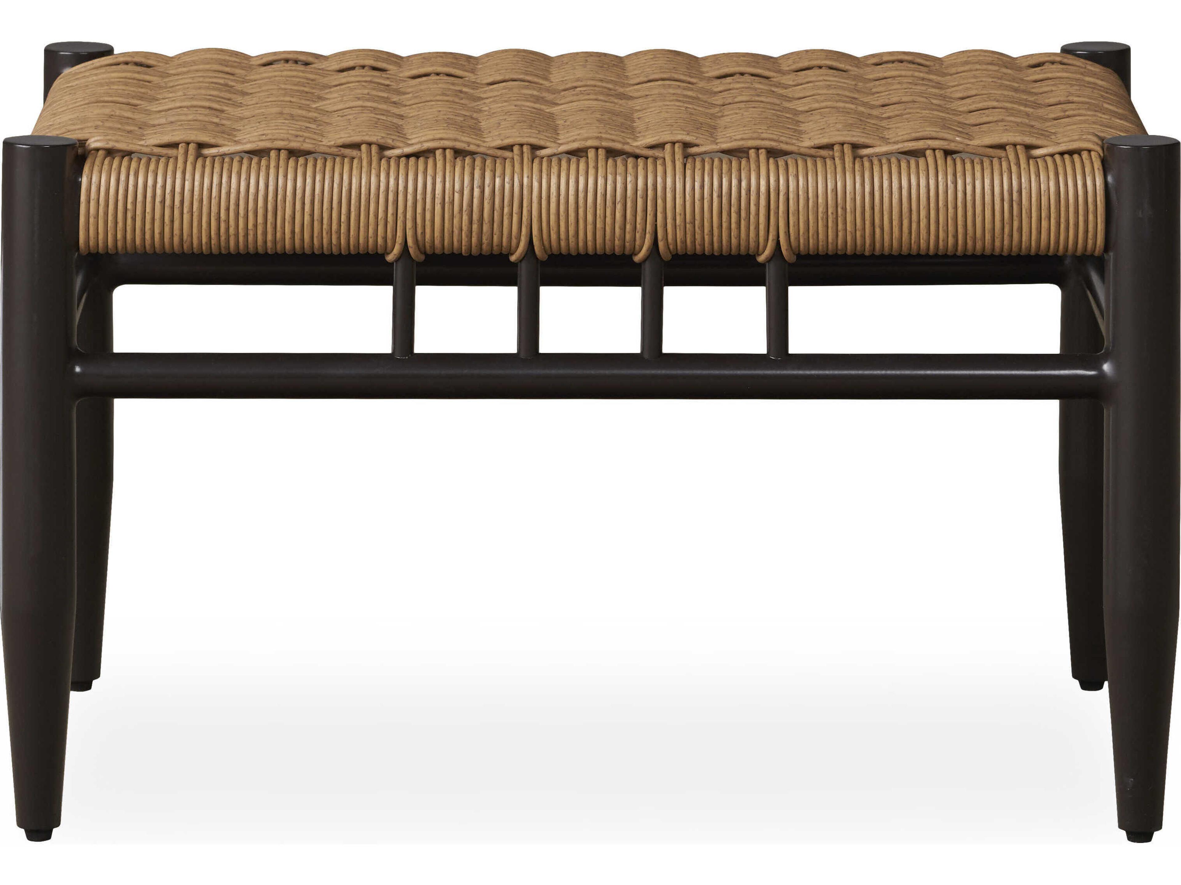 Lloyd Flanders Low Country Antique Black Aluminum Small Outdoor Patio Ottoman