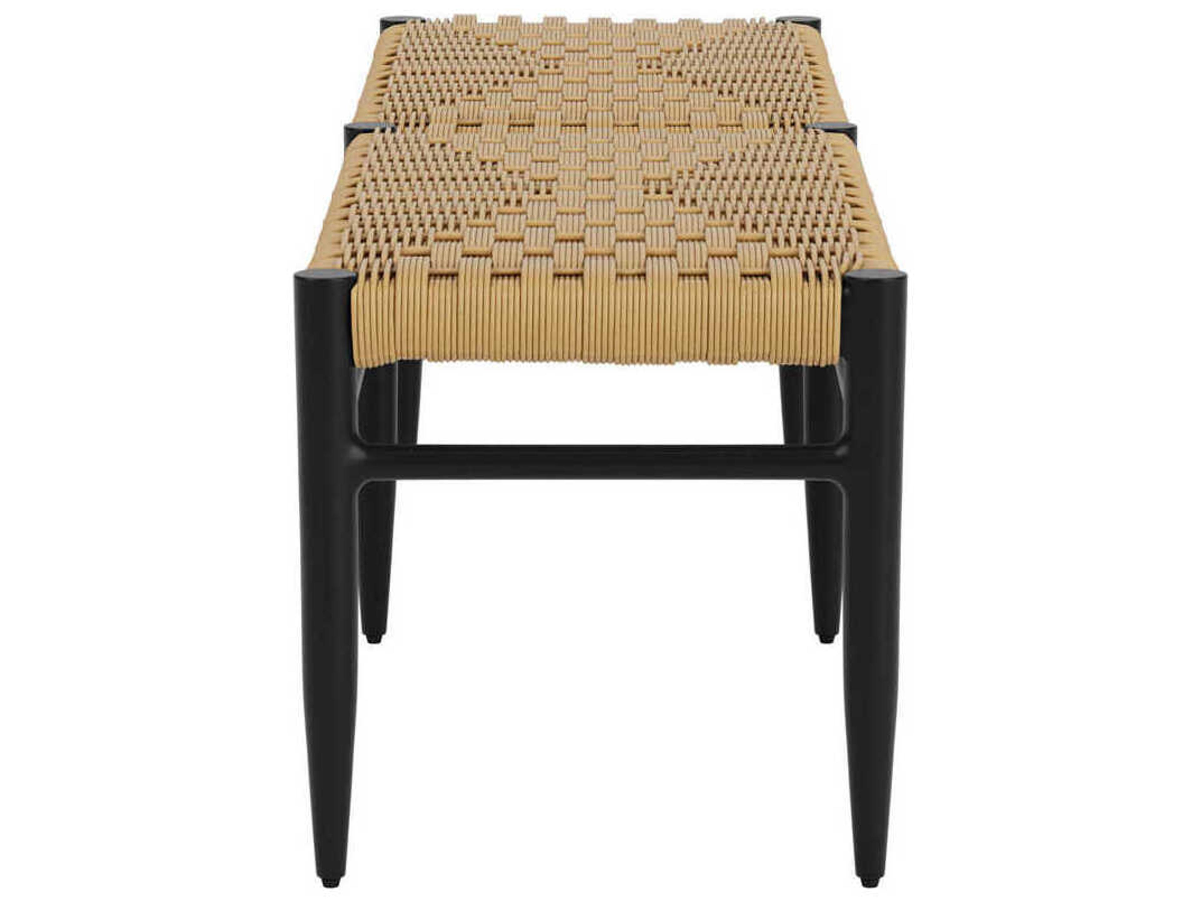 Lloyd Flanders Low Country Antique Black Aluminum Dining Patio Bench