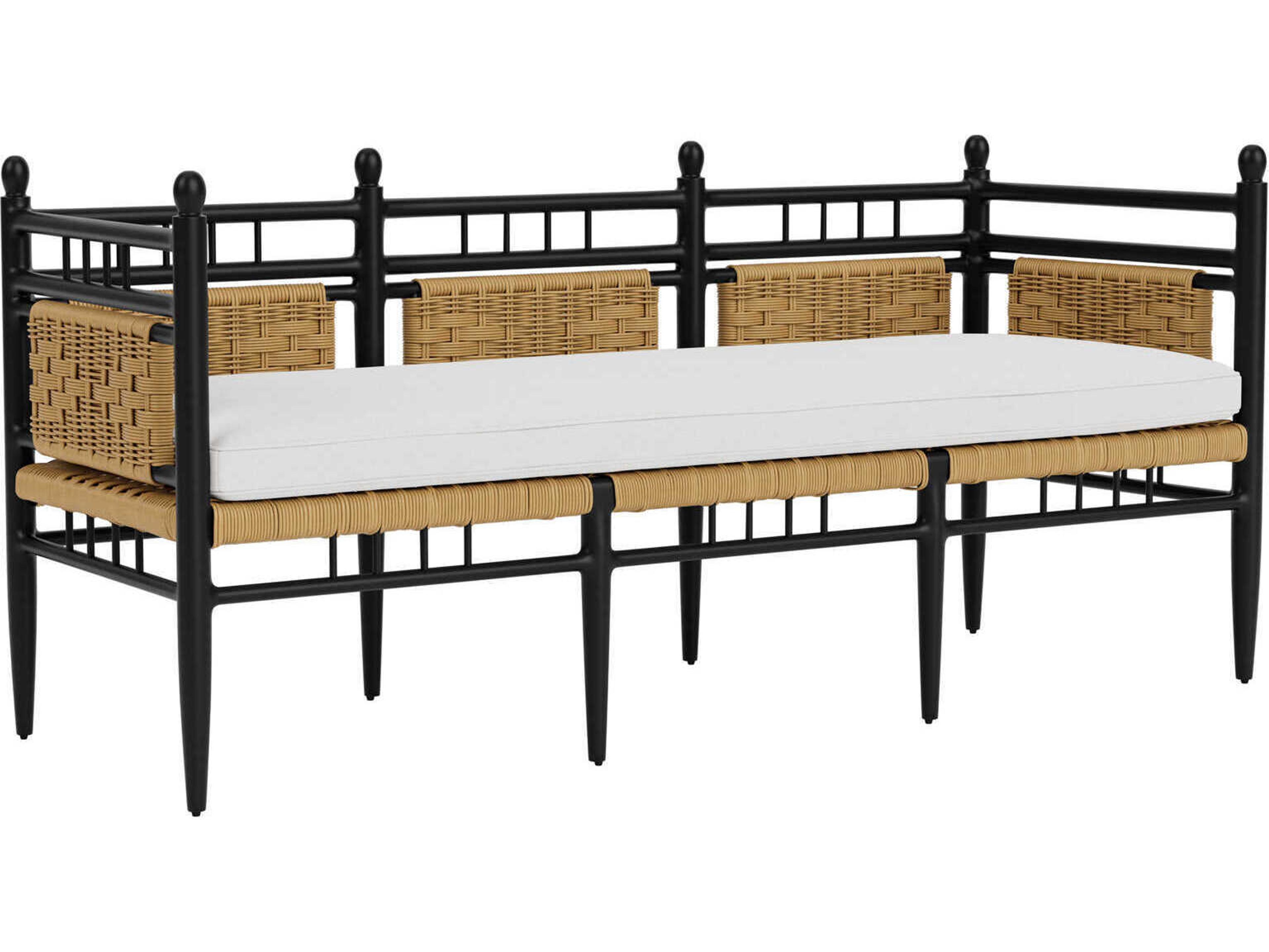 Lloyd Flanders Low Country Antique Black Aluminum Garden Outdoor Bench