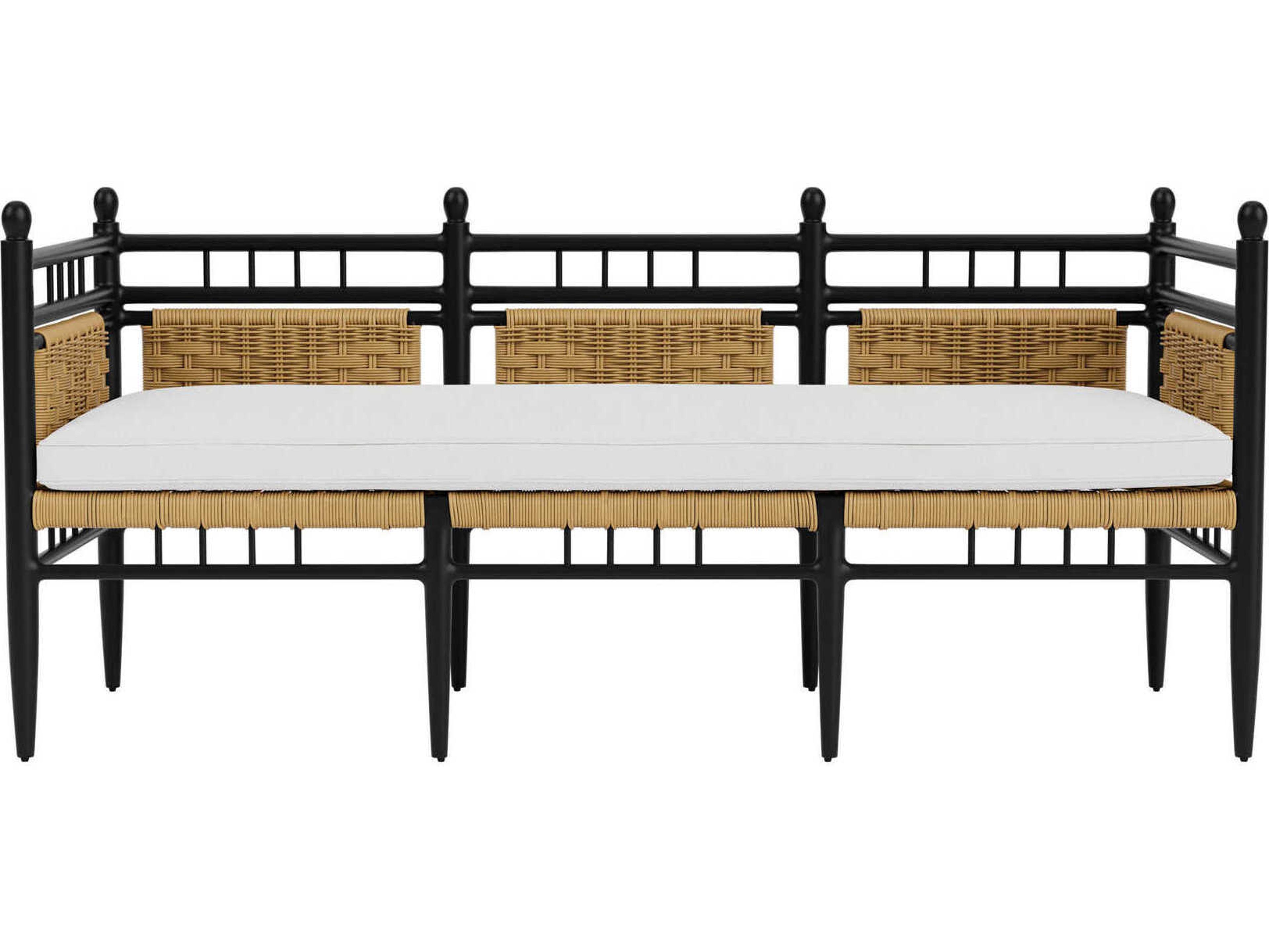 Lloyd Flanders Low Country Antique Black Aluminum Garden Outdoor Bench