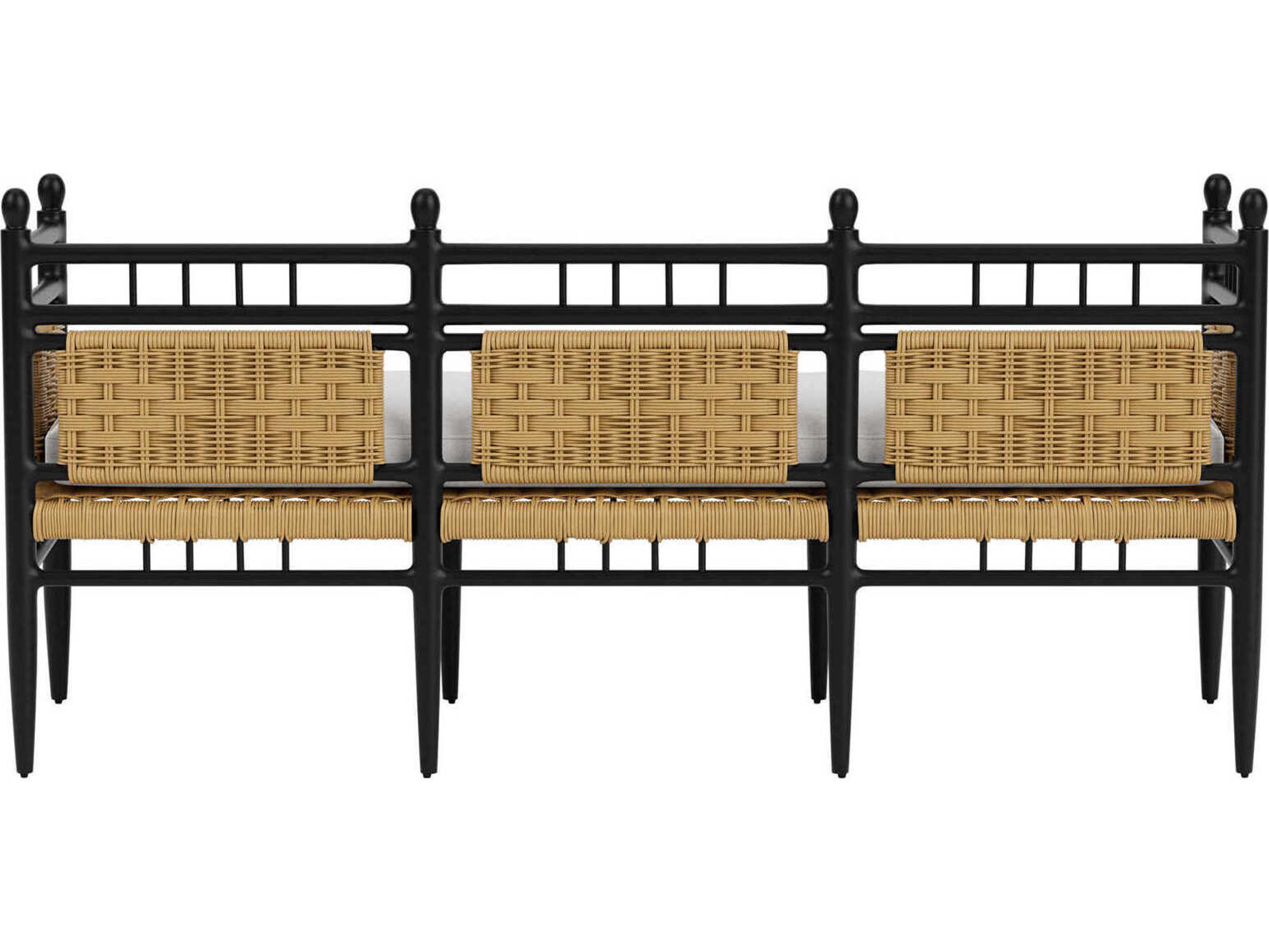 Lloyd Flanders Low Country Antique Black Aluminum Garden Outdoor Bench