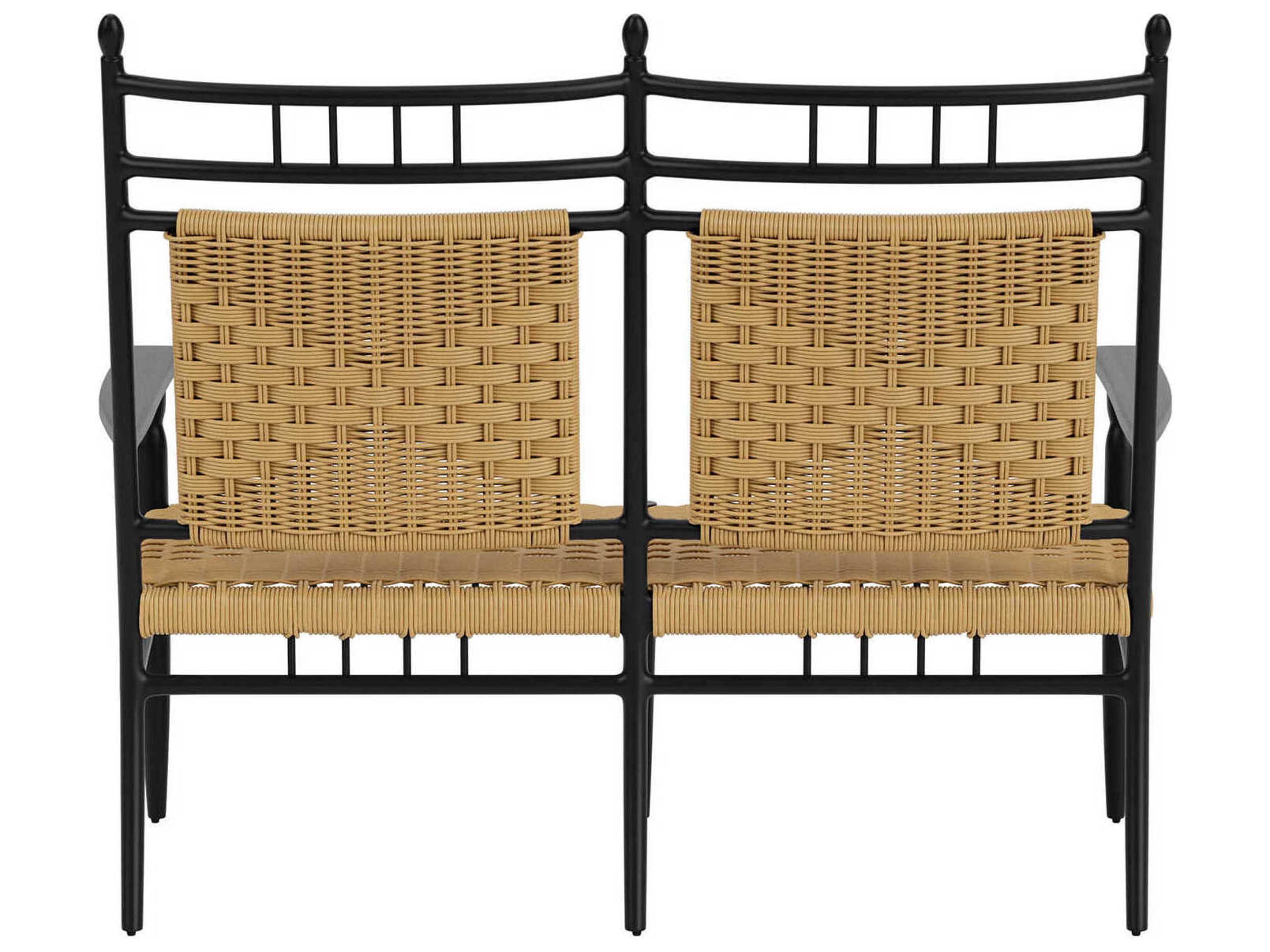 Lloyd Flanders Low Country Antique Black Aluminum Patio Loveseat