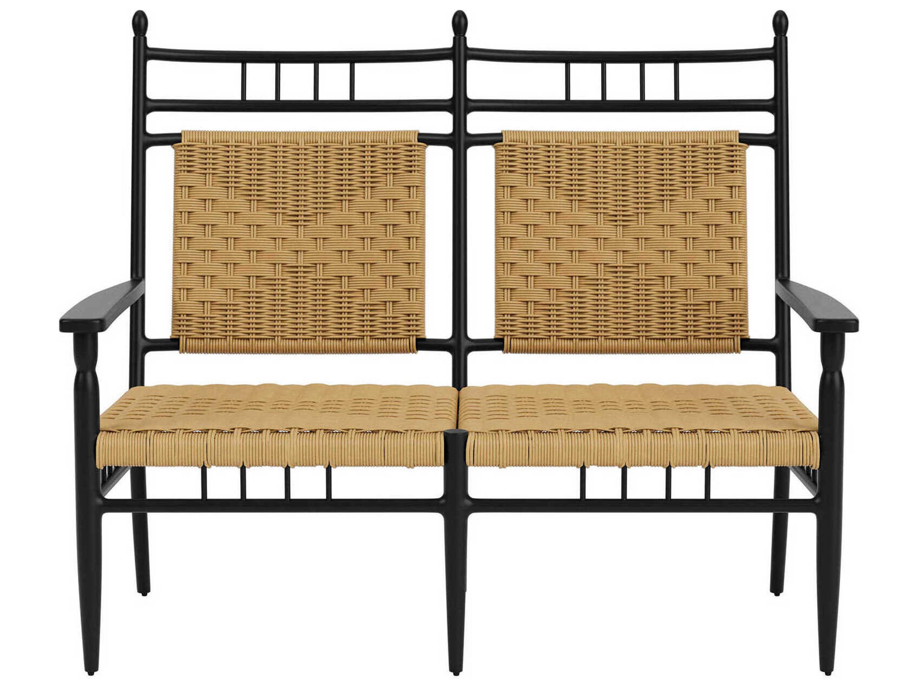 Lloyd Flanders Low Country Antique Black Aluminum Patio Loveseat