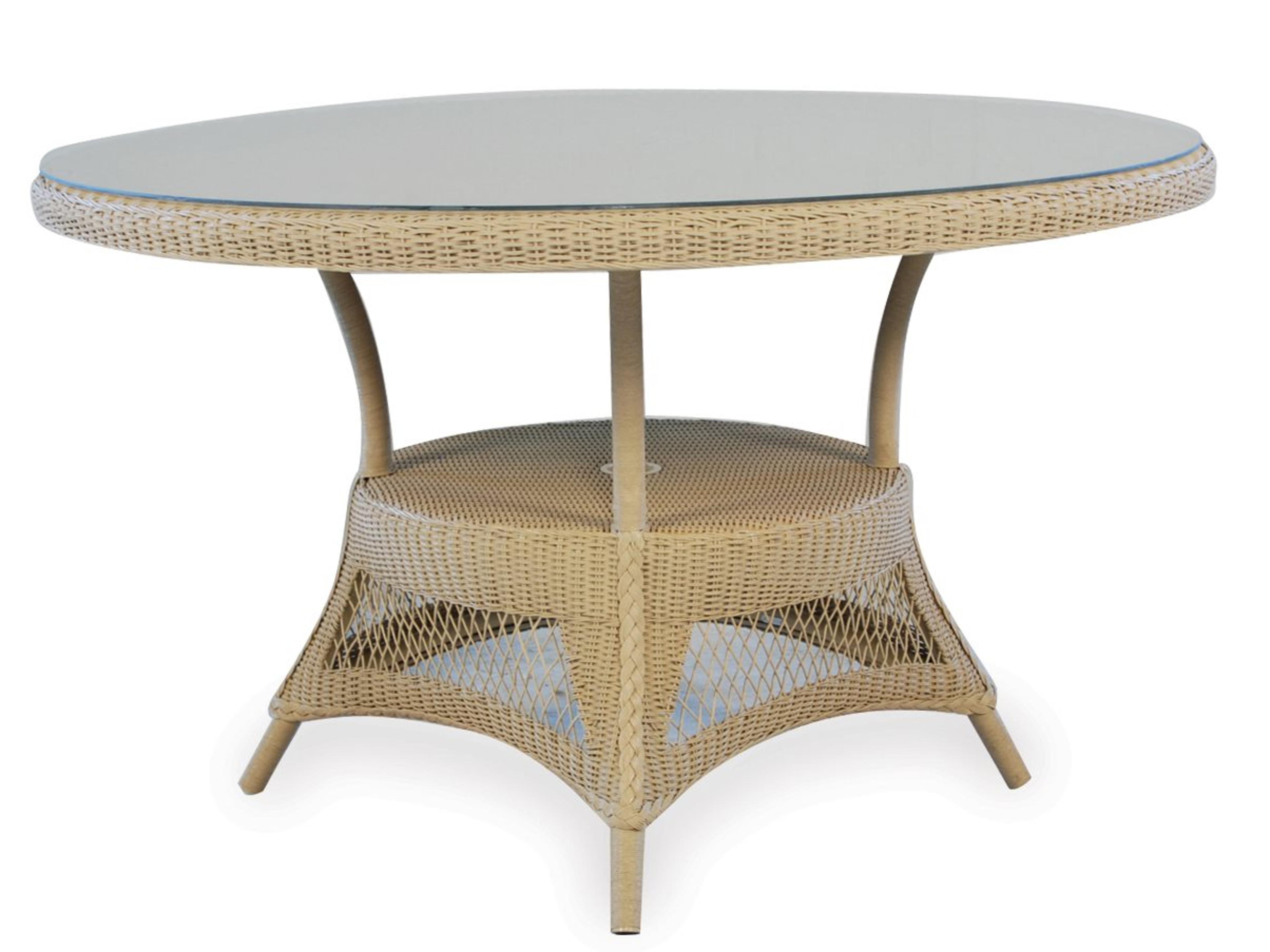 Nantucket 48-inch Round Wicker Umbrella Dining Table