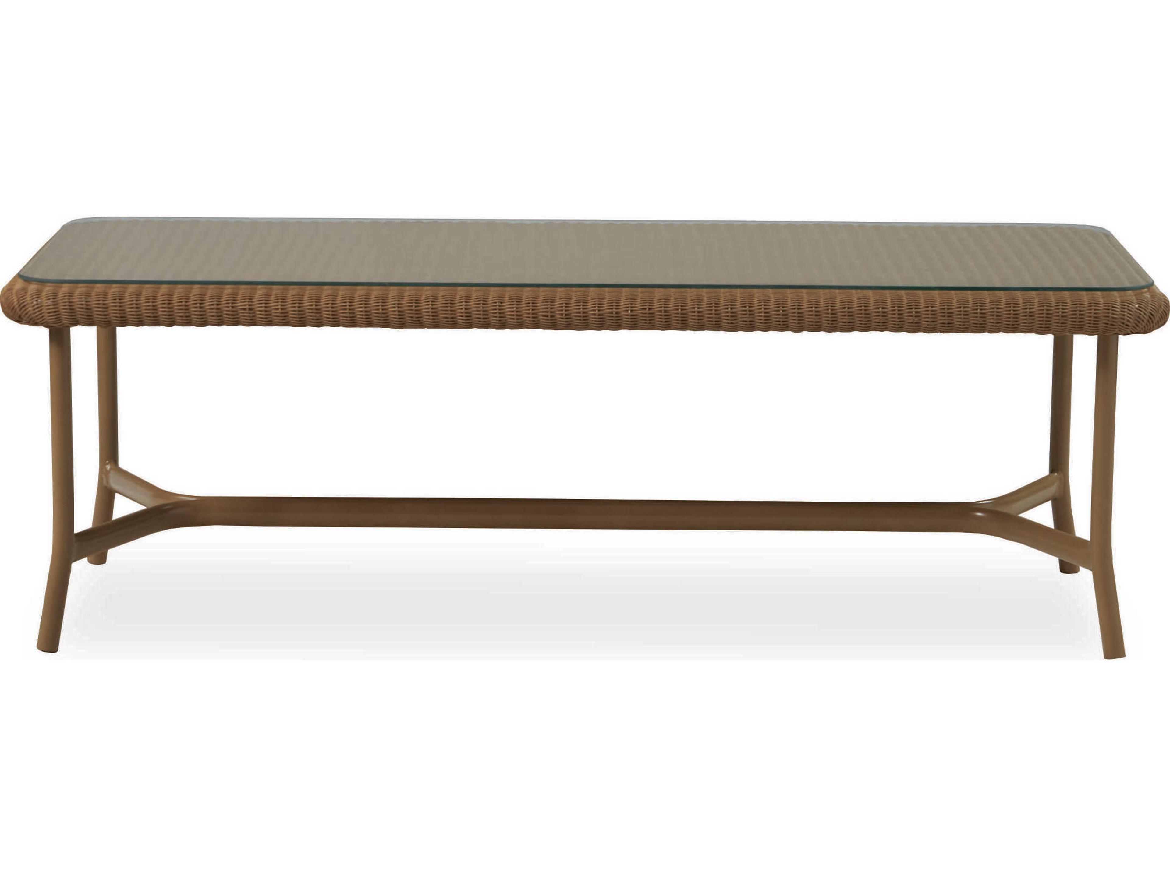 Lloyd Flanders All Seasons Wicker Rectangular Glass Top Patio Coffee Table