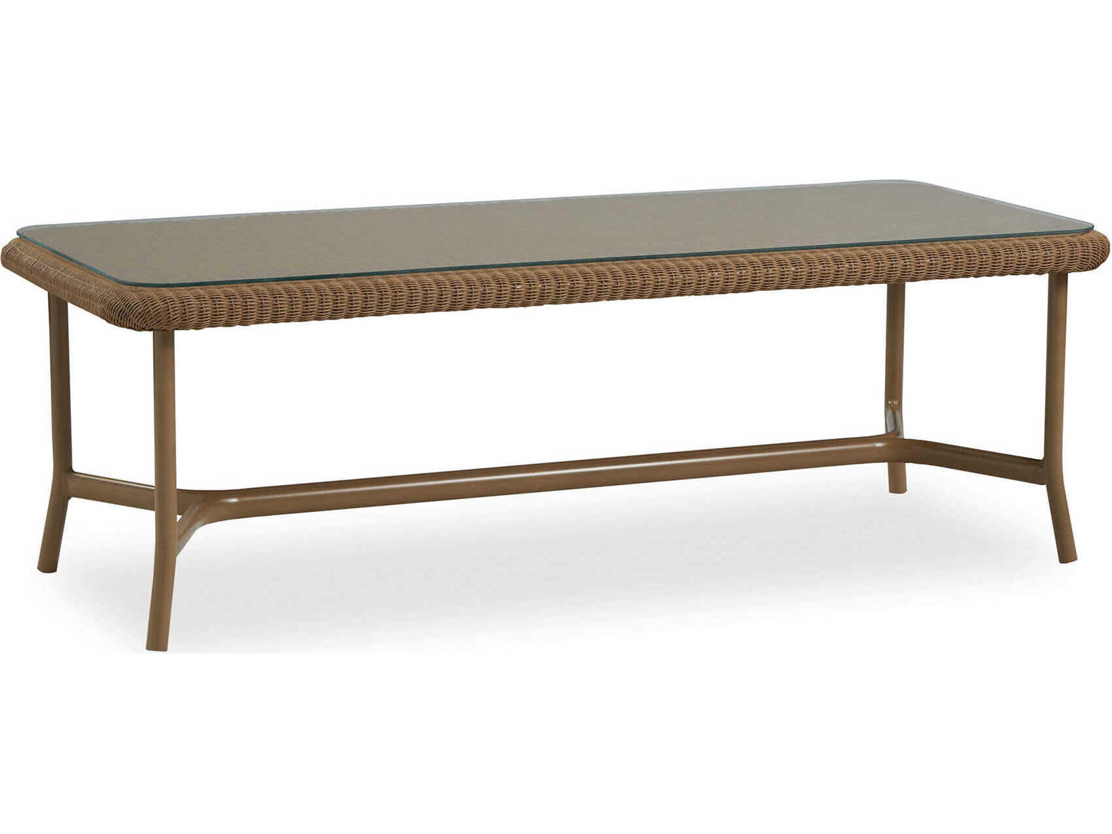 Lloyd Flanders All Seasons Wicker Rectangular Glass Top Patio Coffee Table