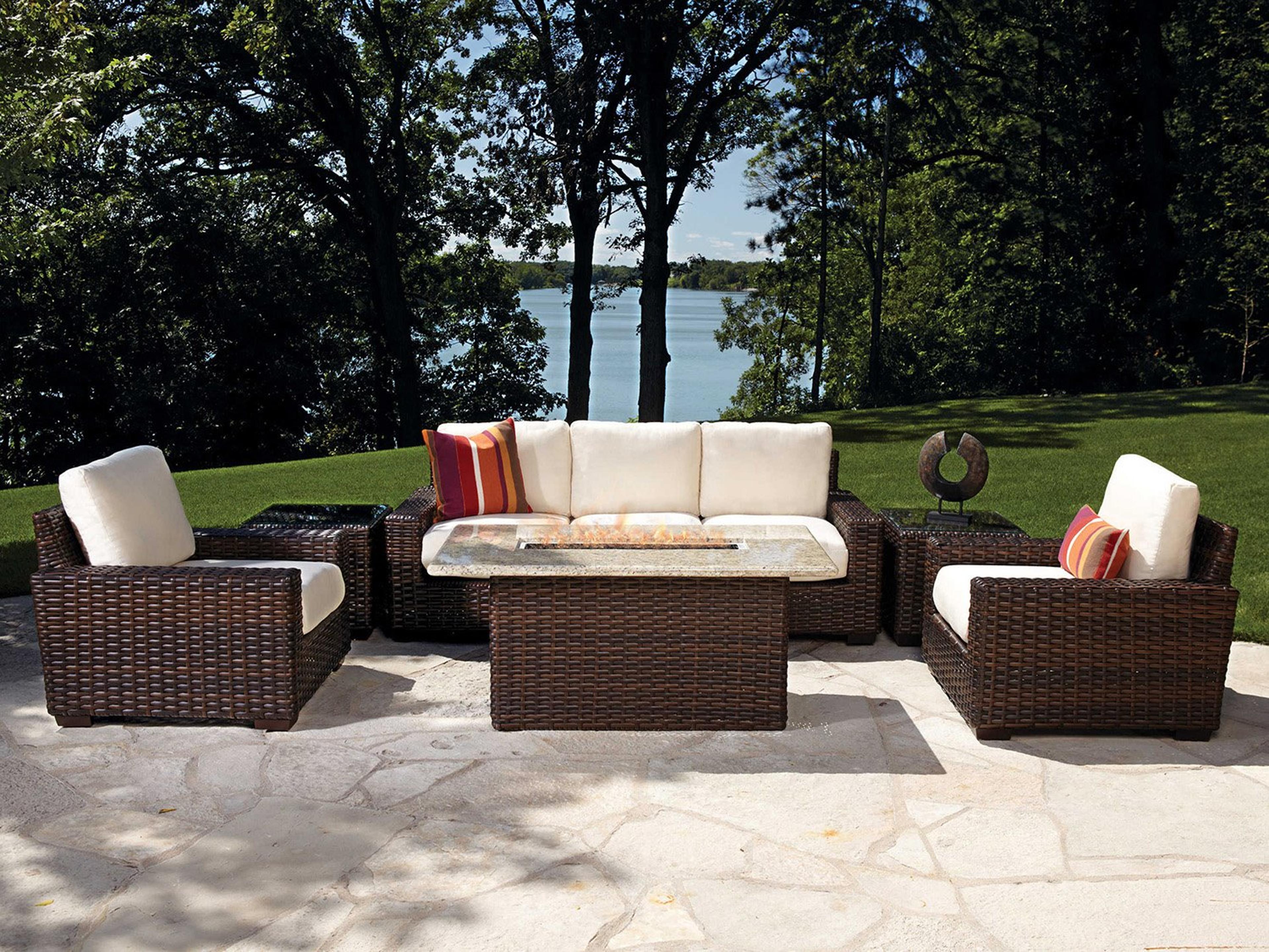 Contempo Wicker Firepit Patio Lounge Set