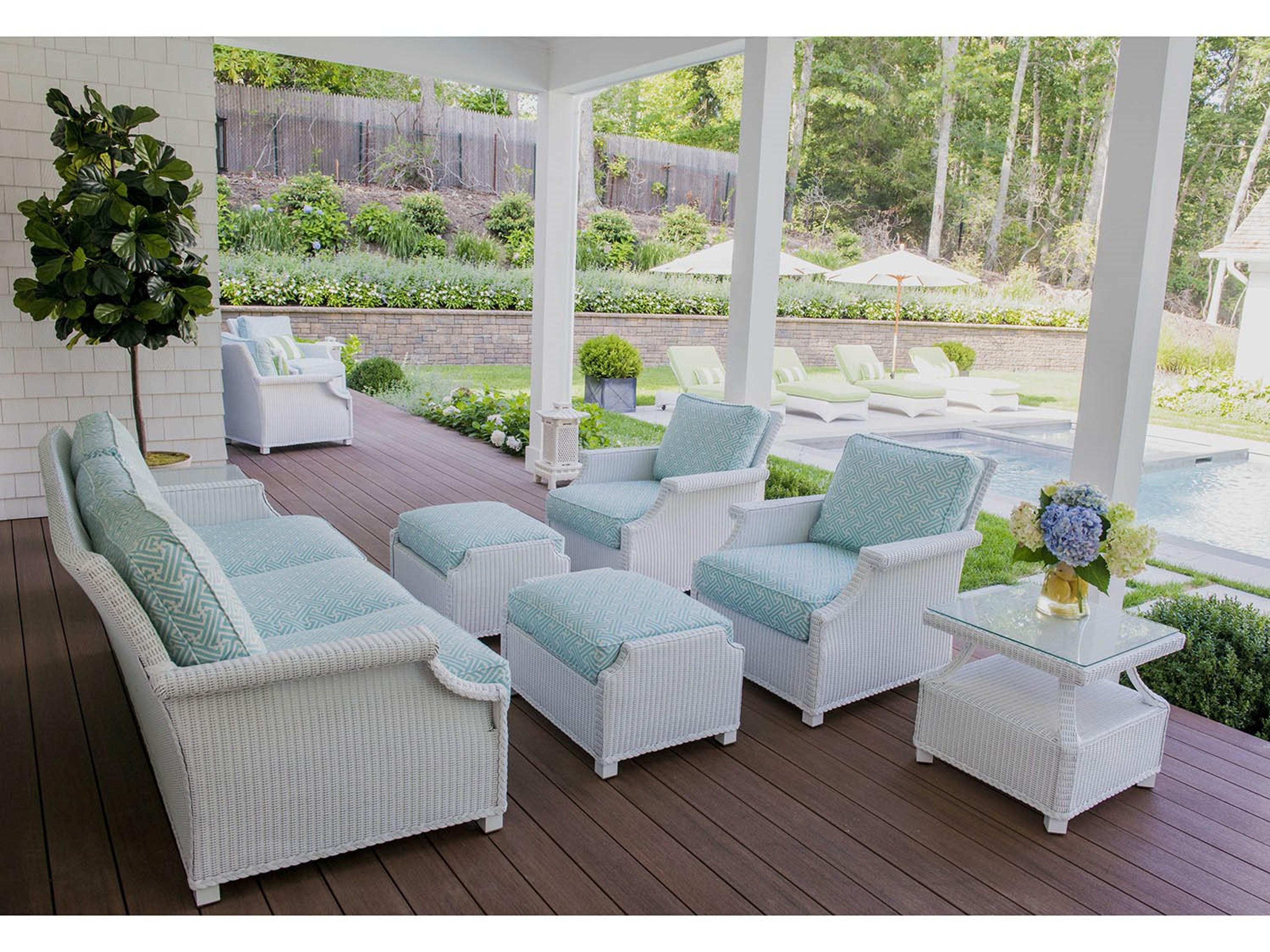 Hamptons Wicker Cushion Outdoor Patio Lounge Set