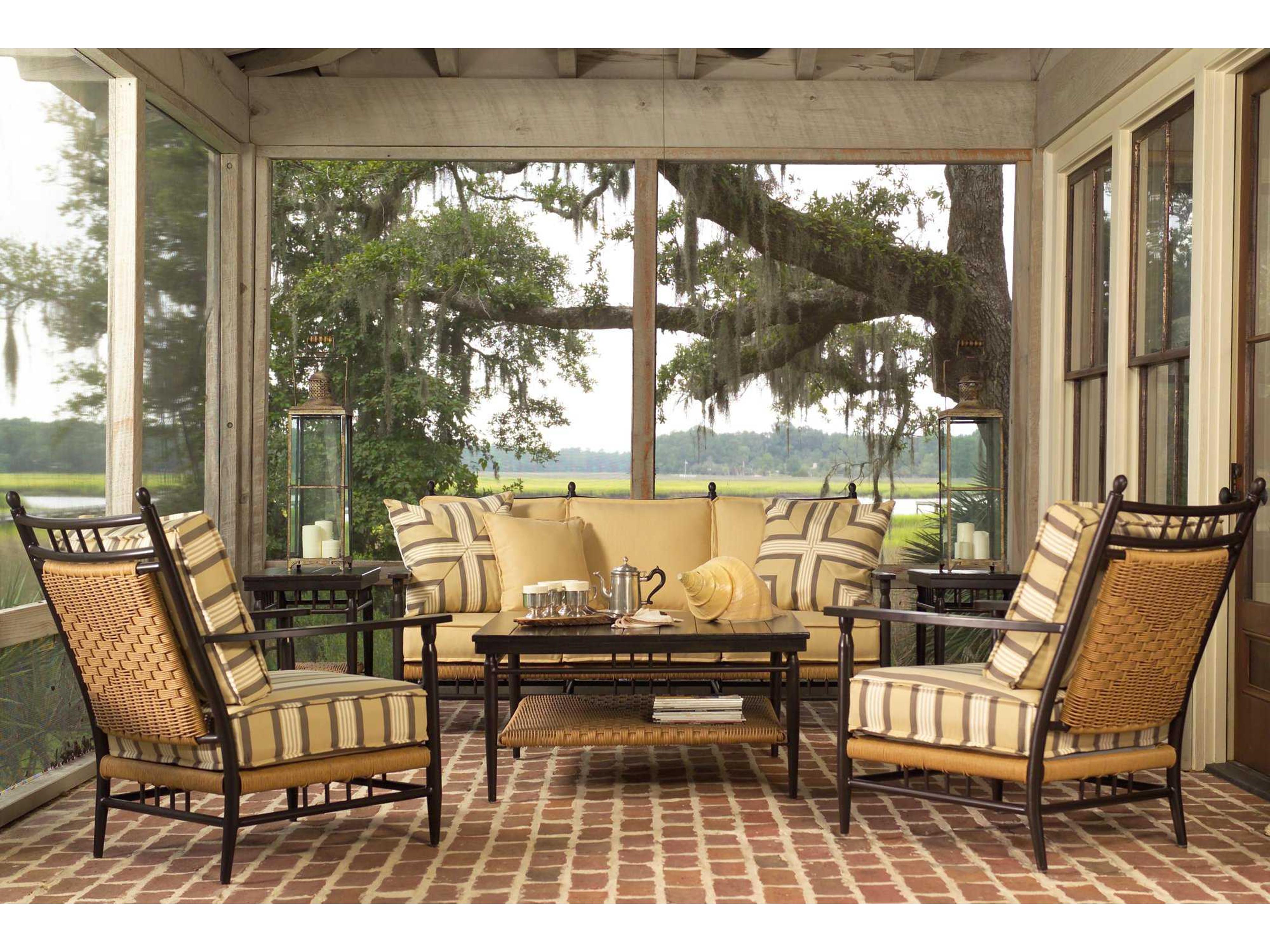 Low Country Wicker Cushion Outdoor Patio Lounge Set