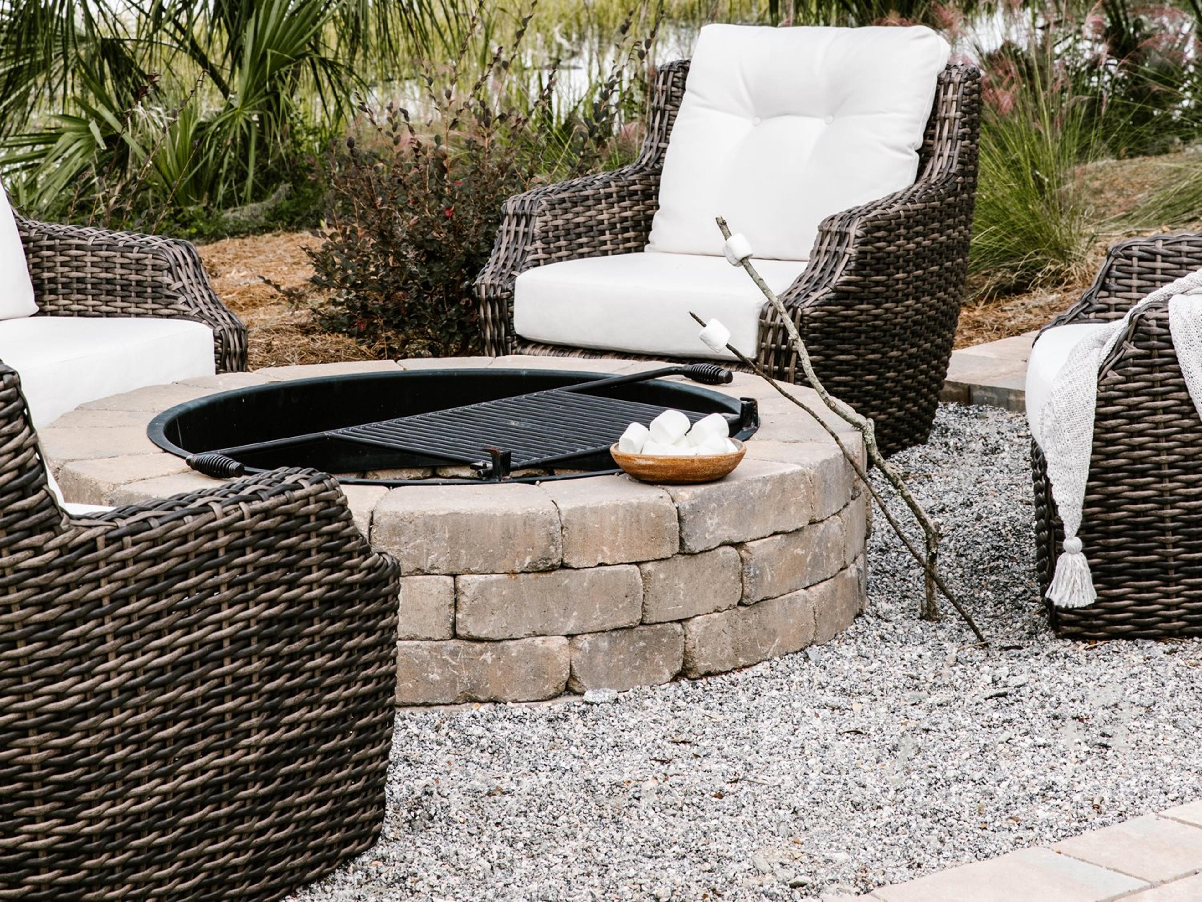 Lloyd Flanders Largo Wicker Firepit Outdoor Patio Lounge Set