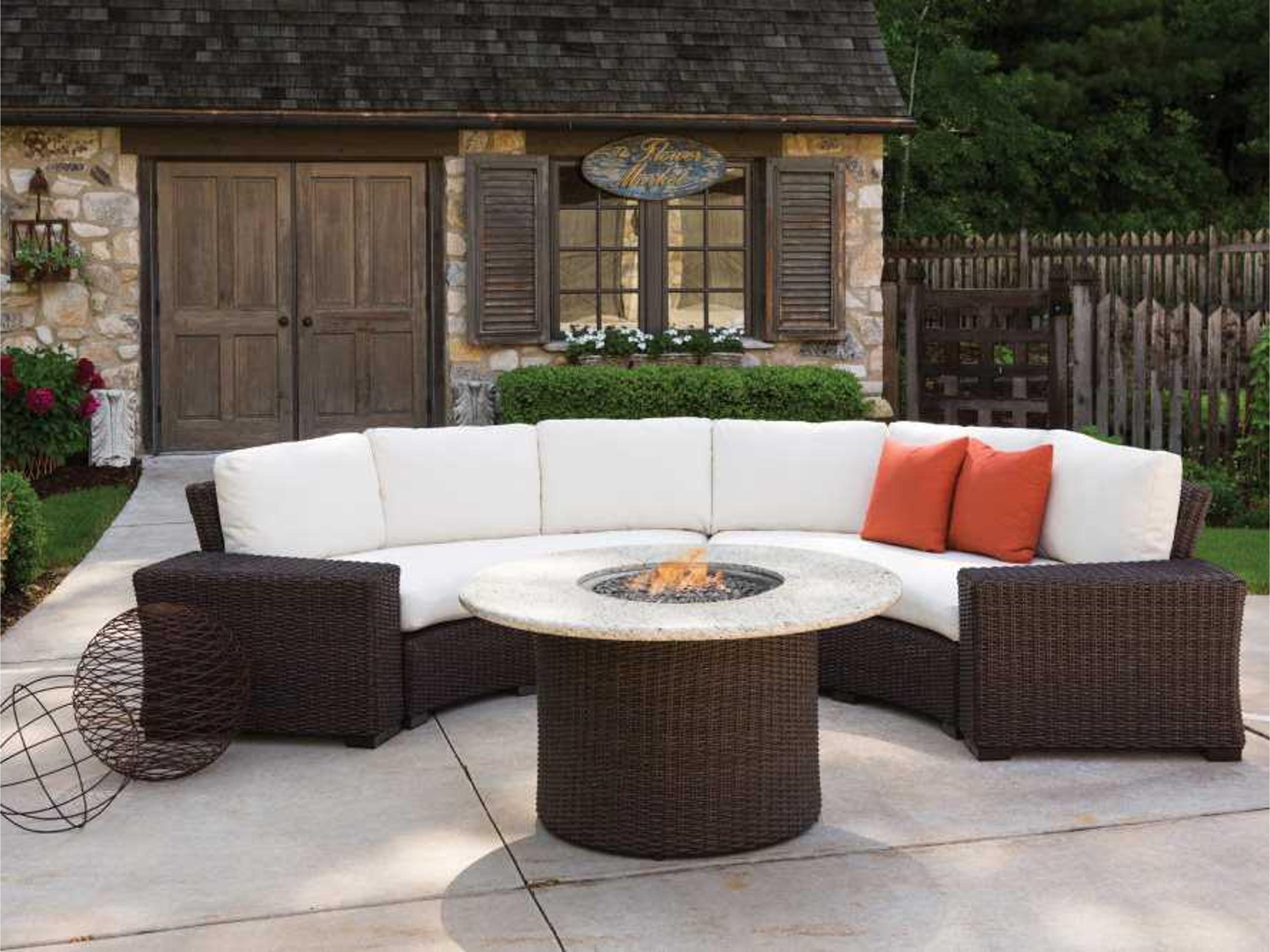 Mesa Wicker Sectional Fire Pit Set Outdoor Lounge Furniture