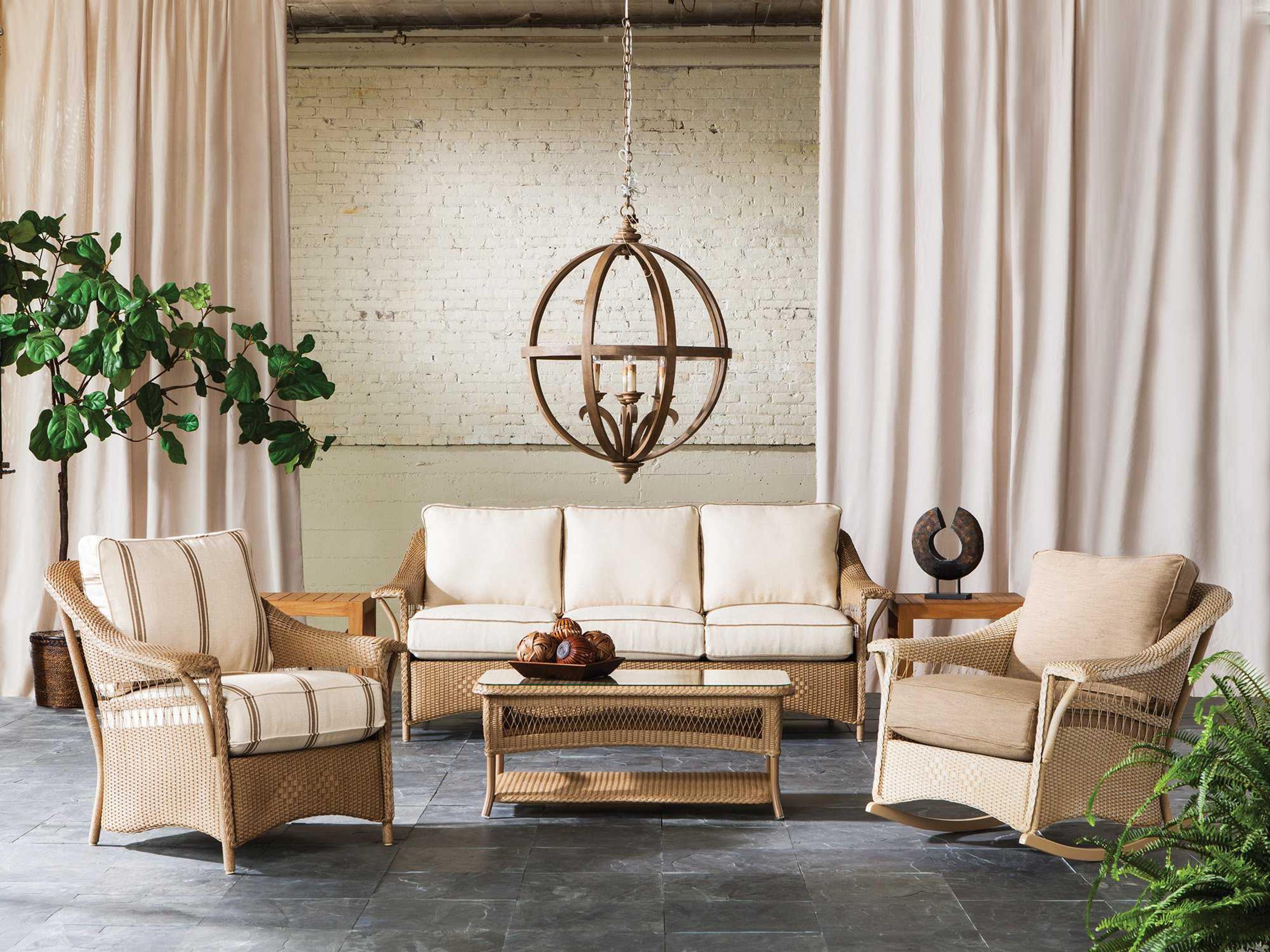 Nantucket Wicker Cushion Outdoor Patio Lounge Set