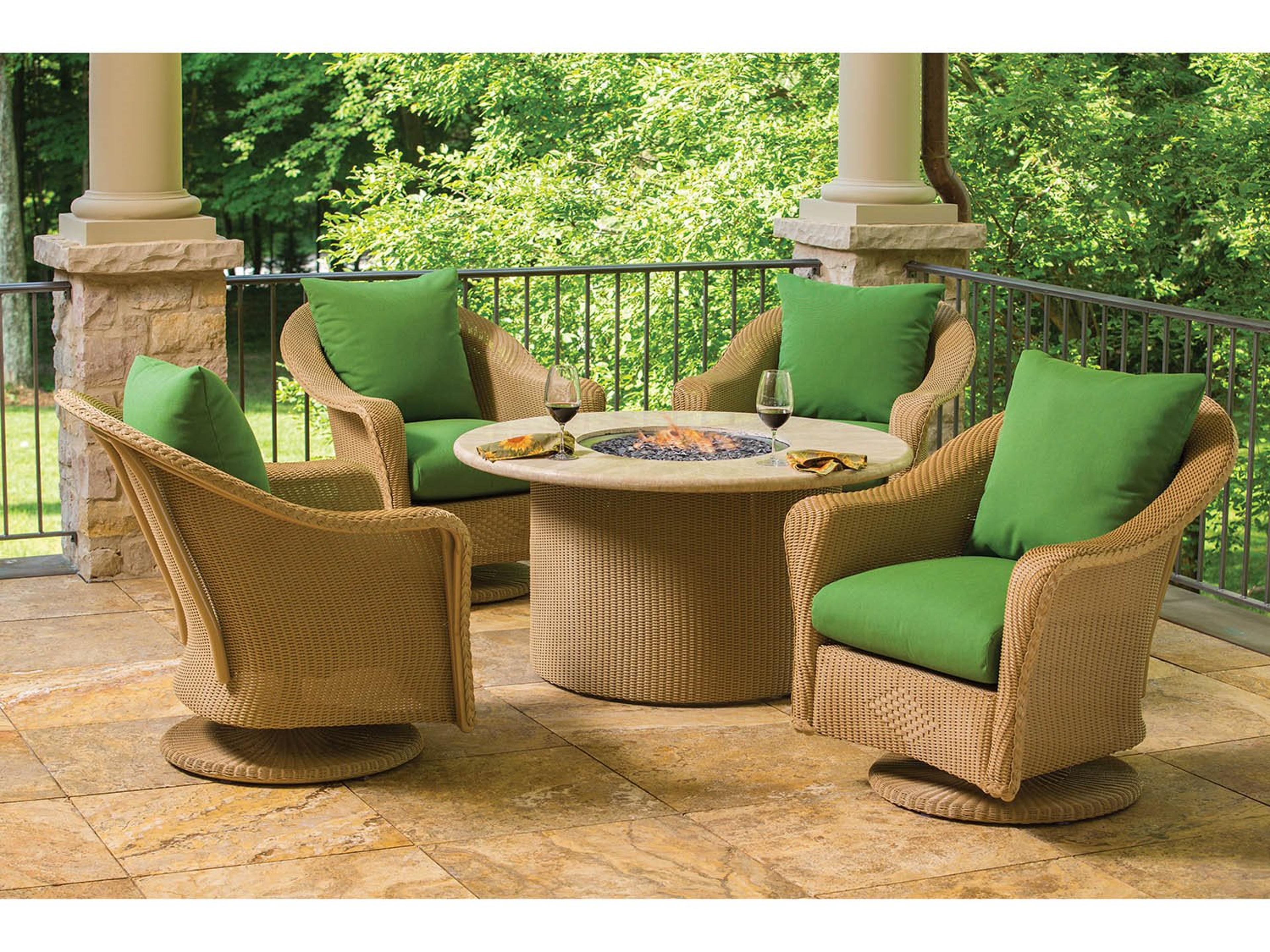 Reflections Wicker Fire Pit Outdoor Patio Lounge Set