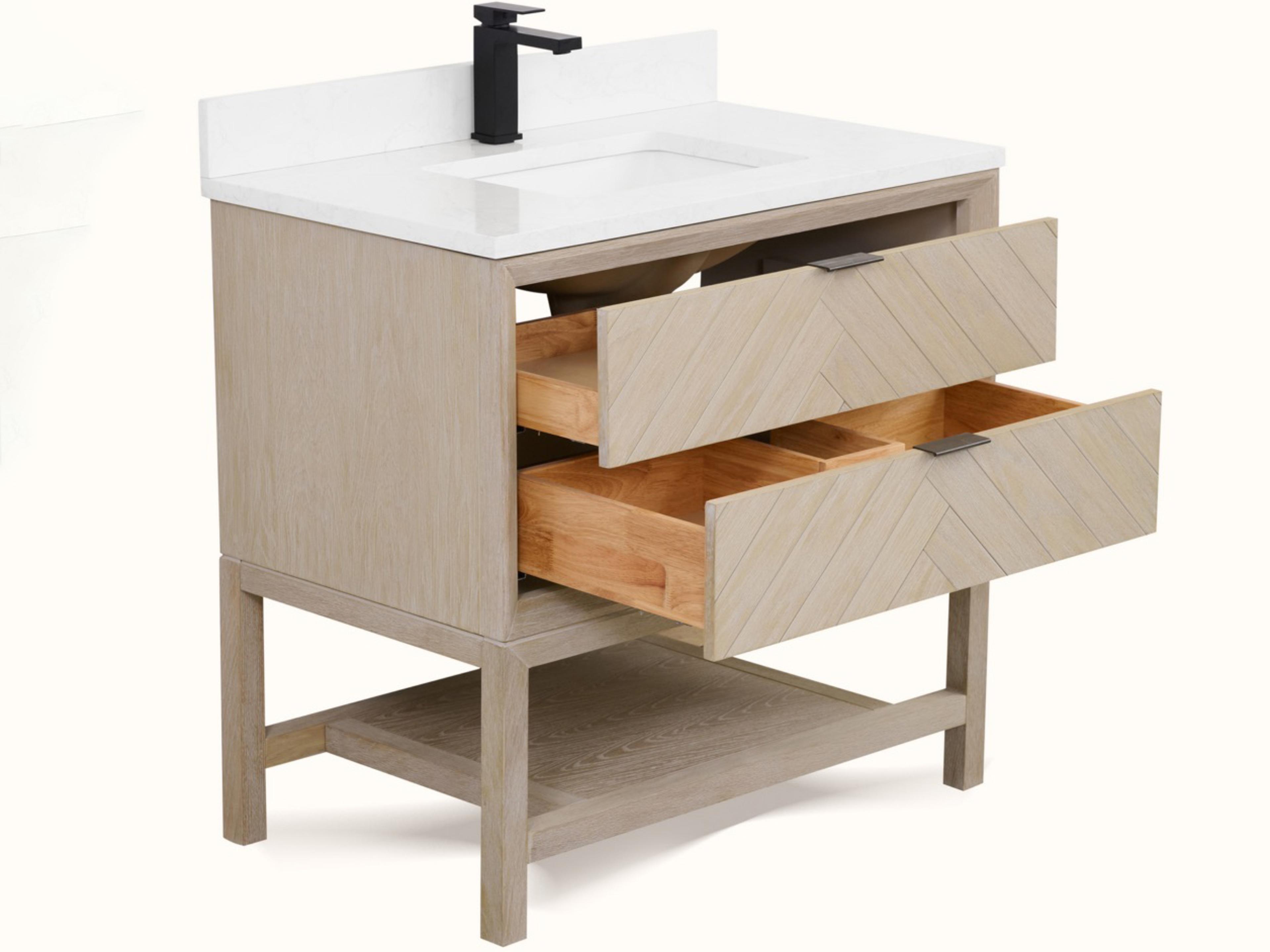 Legion Furniture Wh Series Whitewashed Oak Vanity