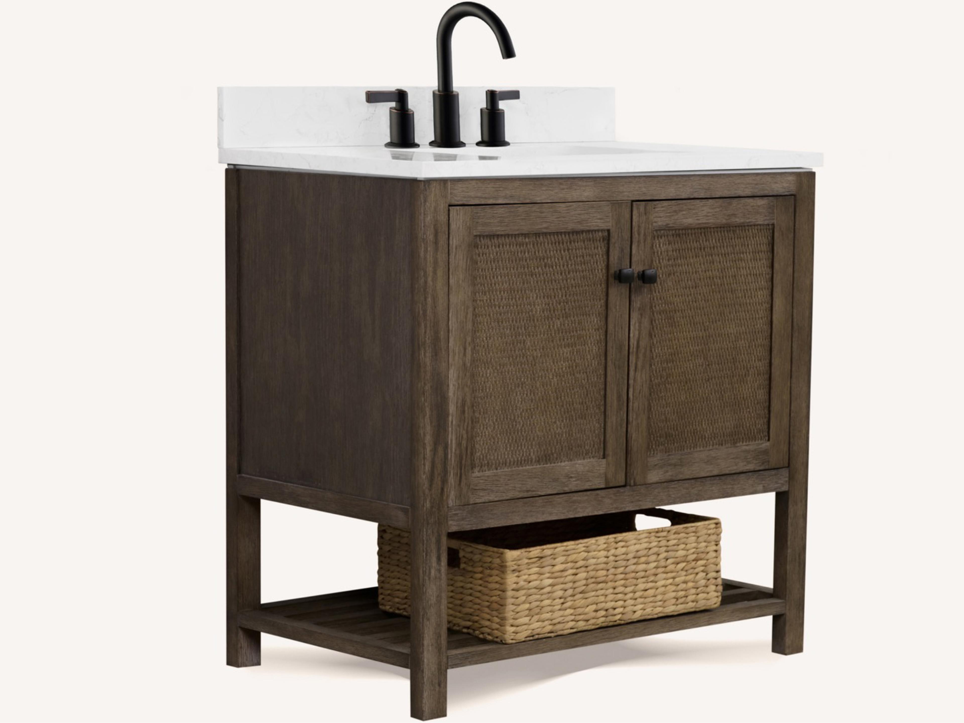 Wh Series Brown Vanity With White Artificial Stone Top