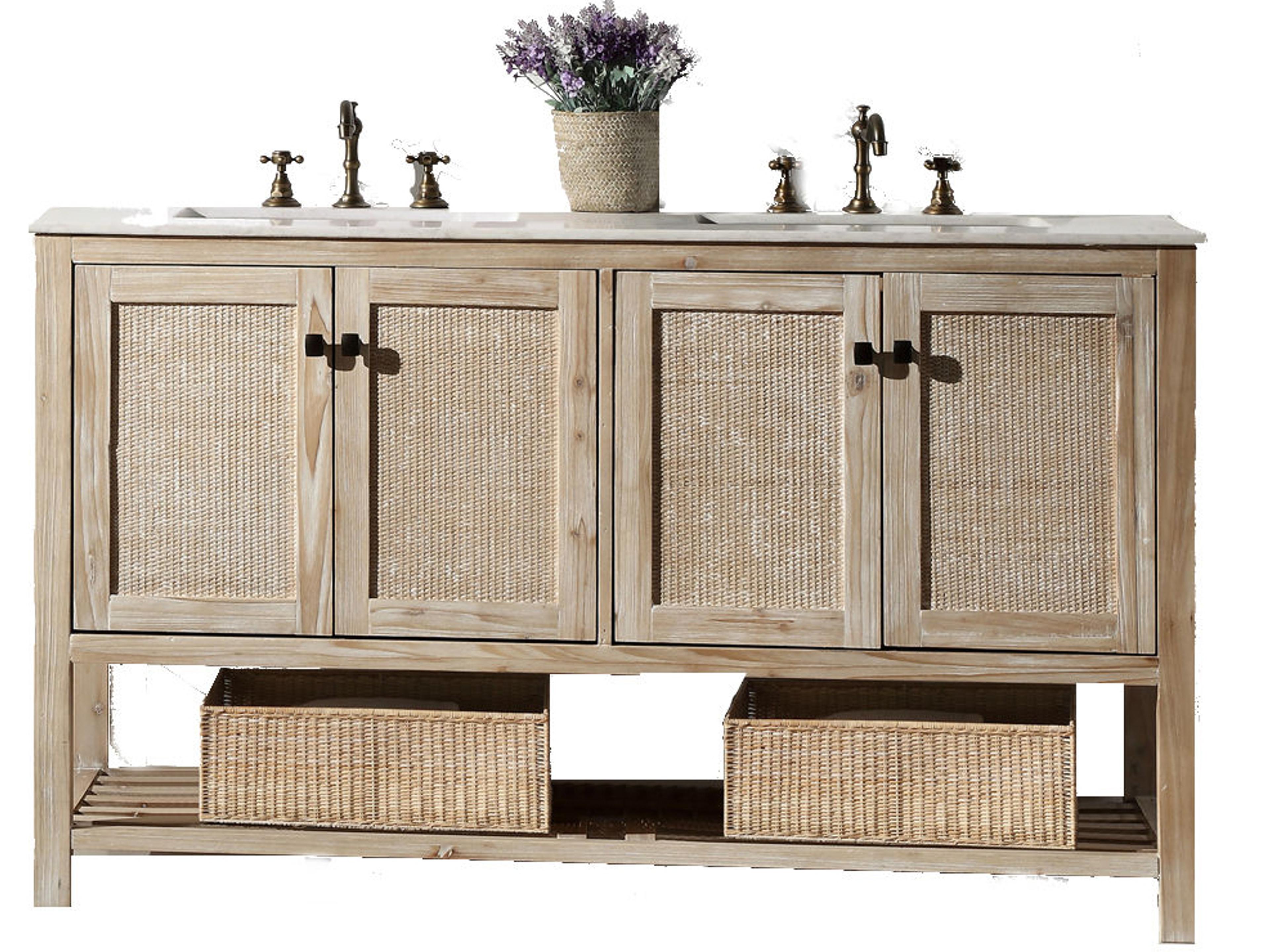 Wh Series White Wash Vanity With Marble Top