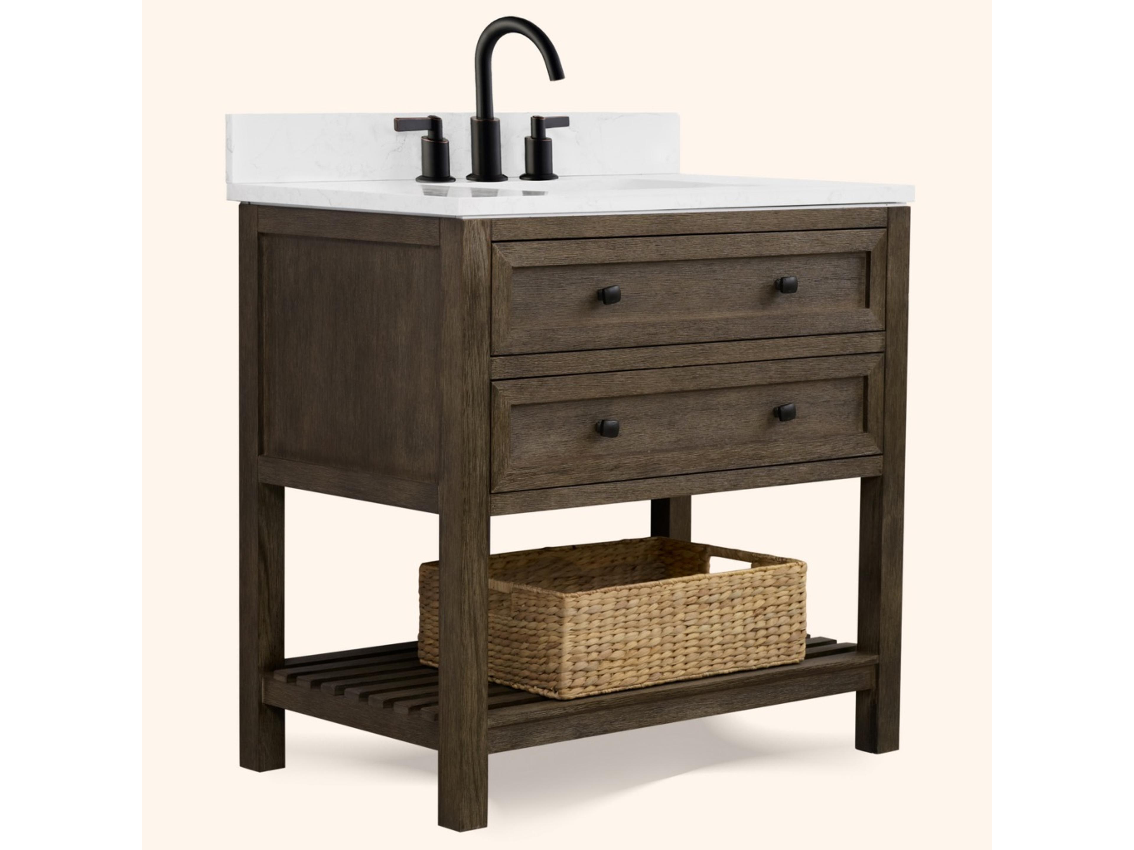 Wh Series Brown Vanity With White Artificial Stone