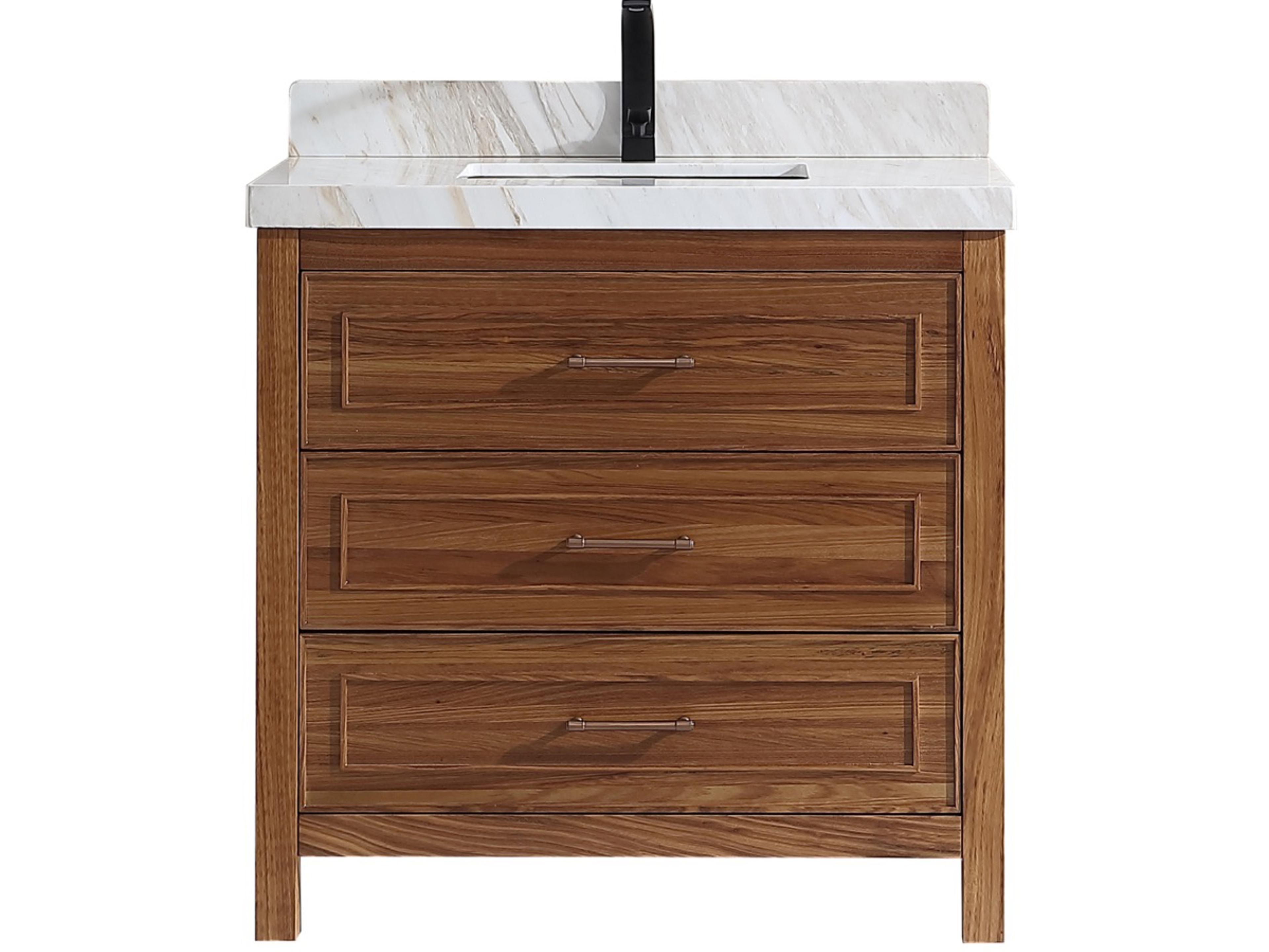 Wk Series Ebony Light Brown Vanity With White Natural Top