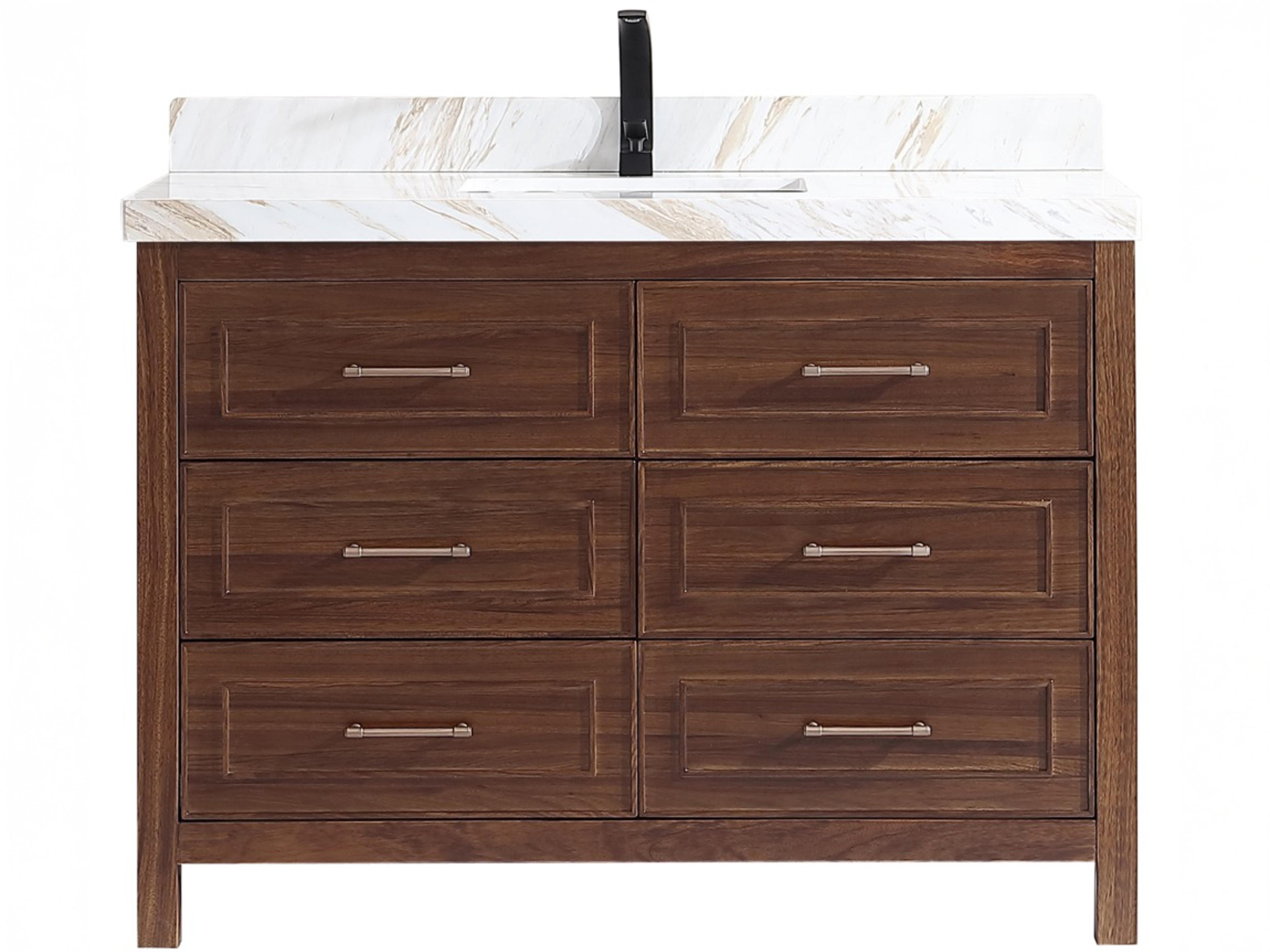Wk Series Ebony Dark Brown Vanity With White Natural Top