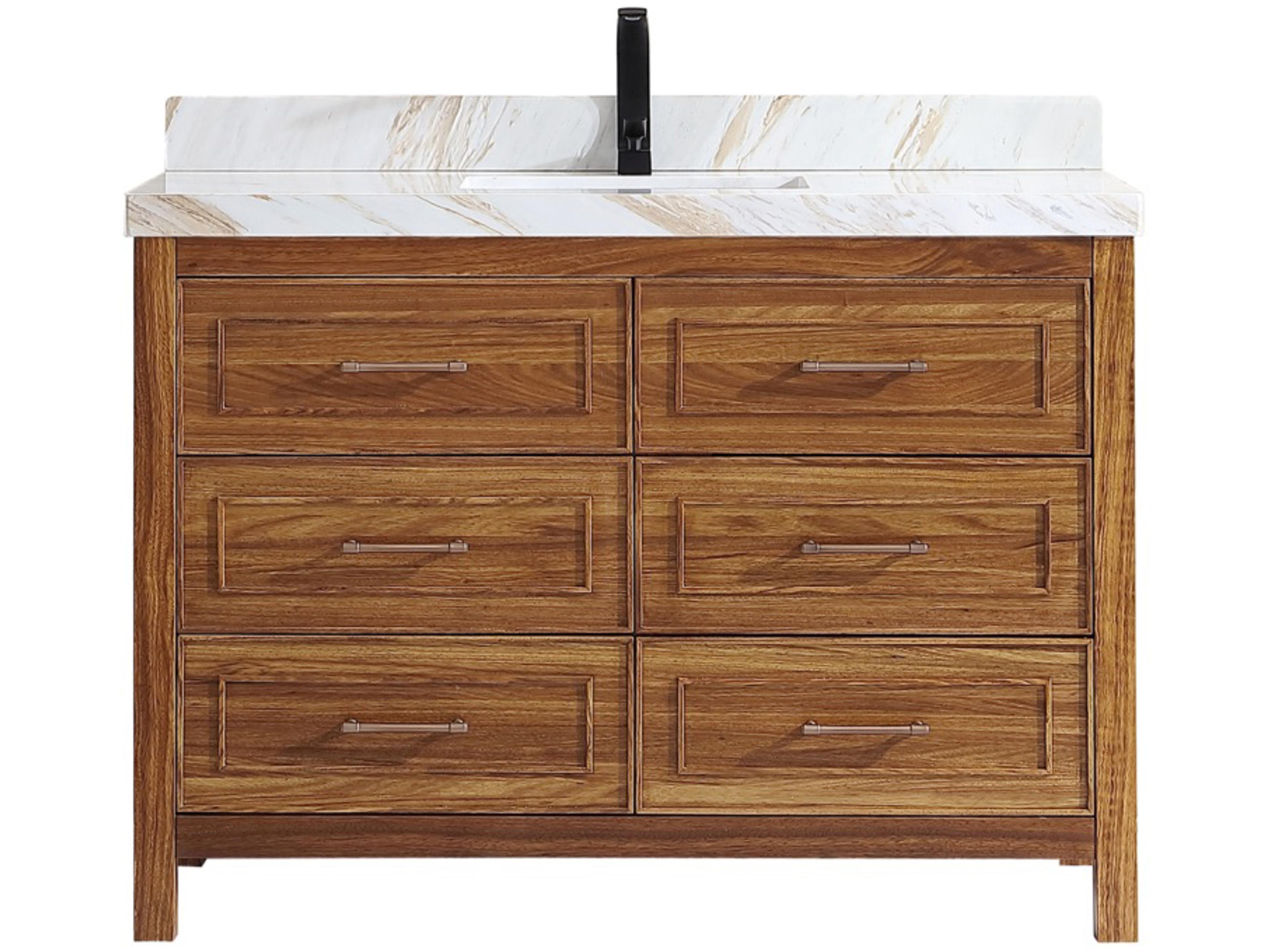 Wk Series Ebony Light Brown Vanity With White Natural Top