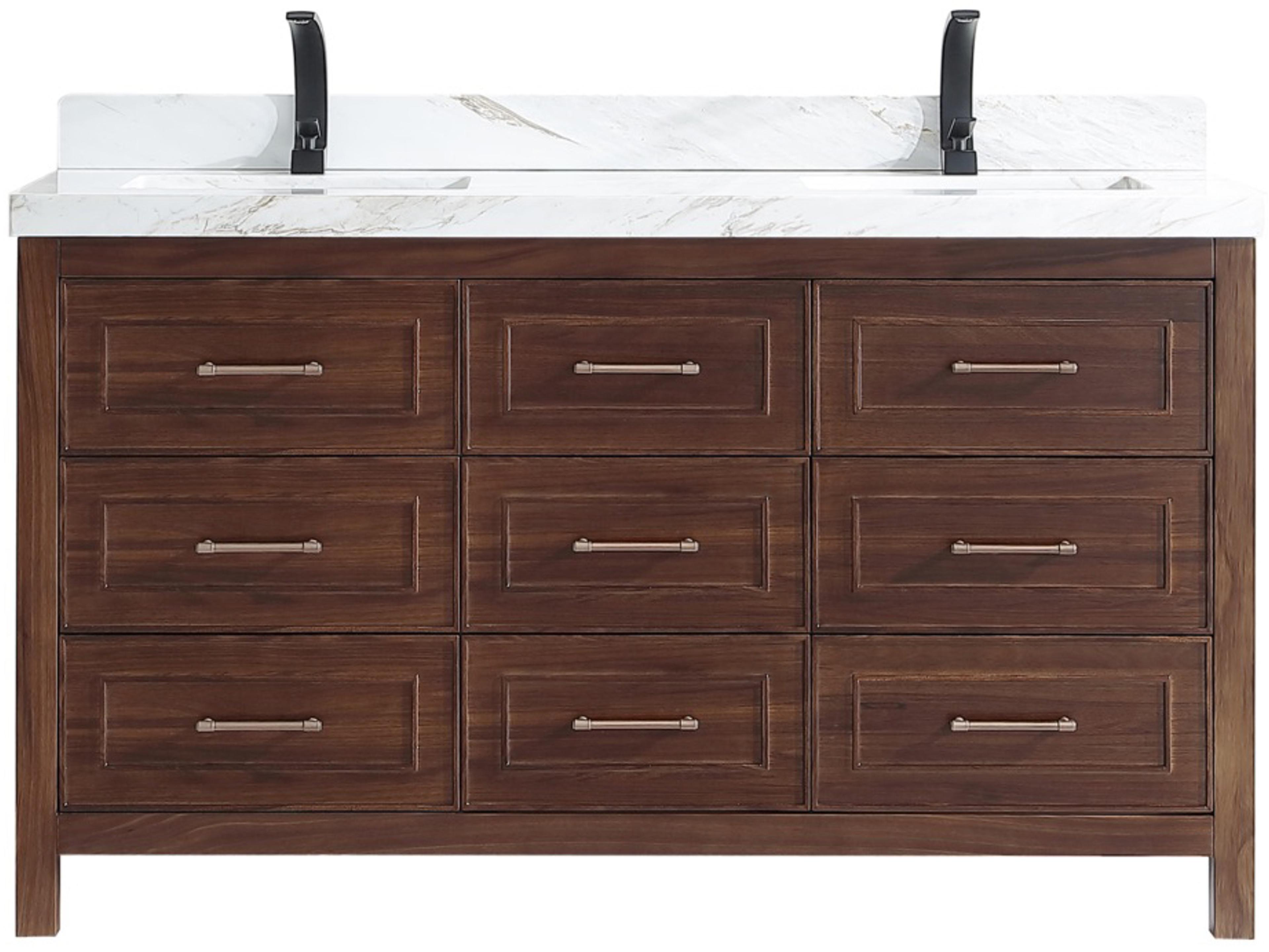Wk Series Ebony Dark Brown Vanity With White Natural Top