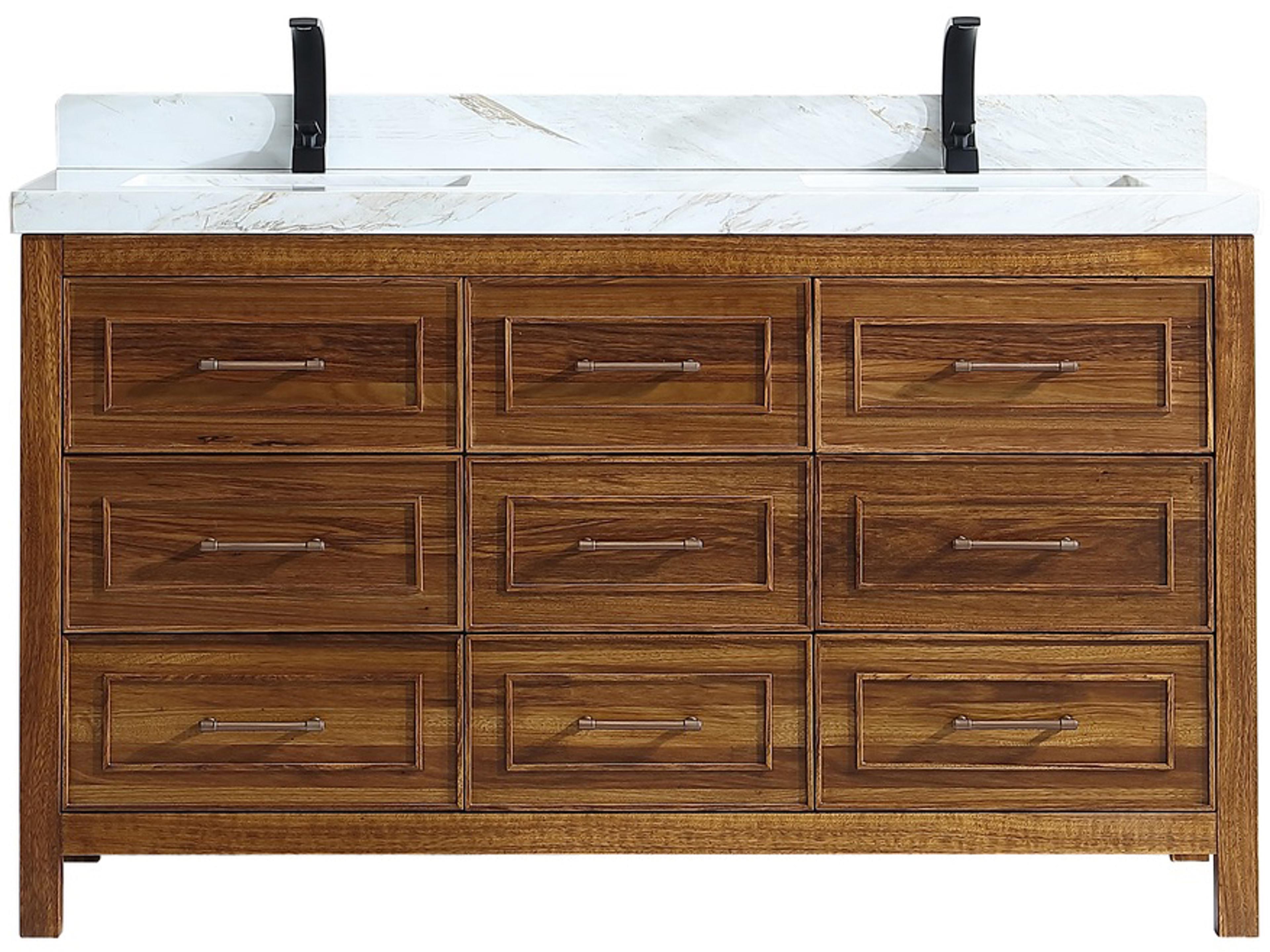 Wk Series Ebony Light Brown Vanity With White Natural Top