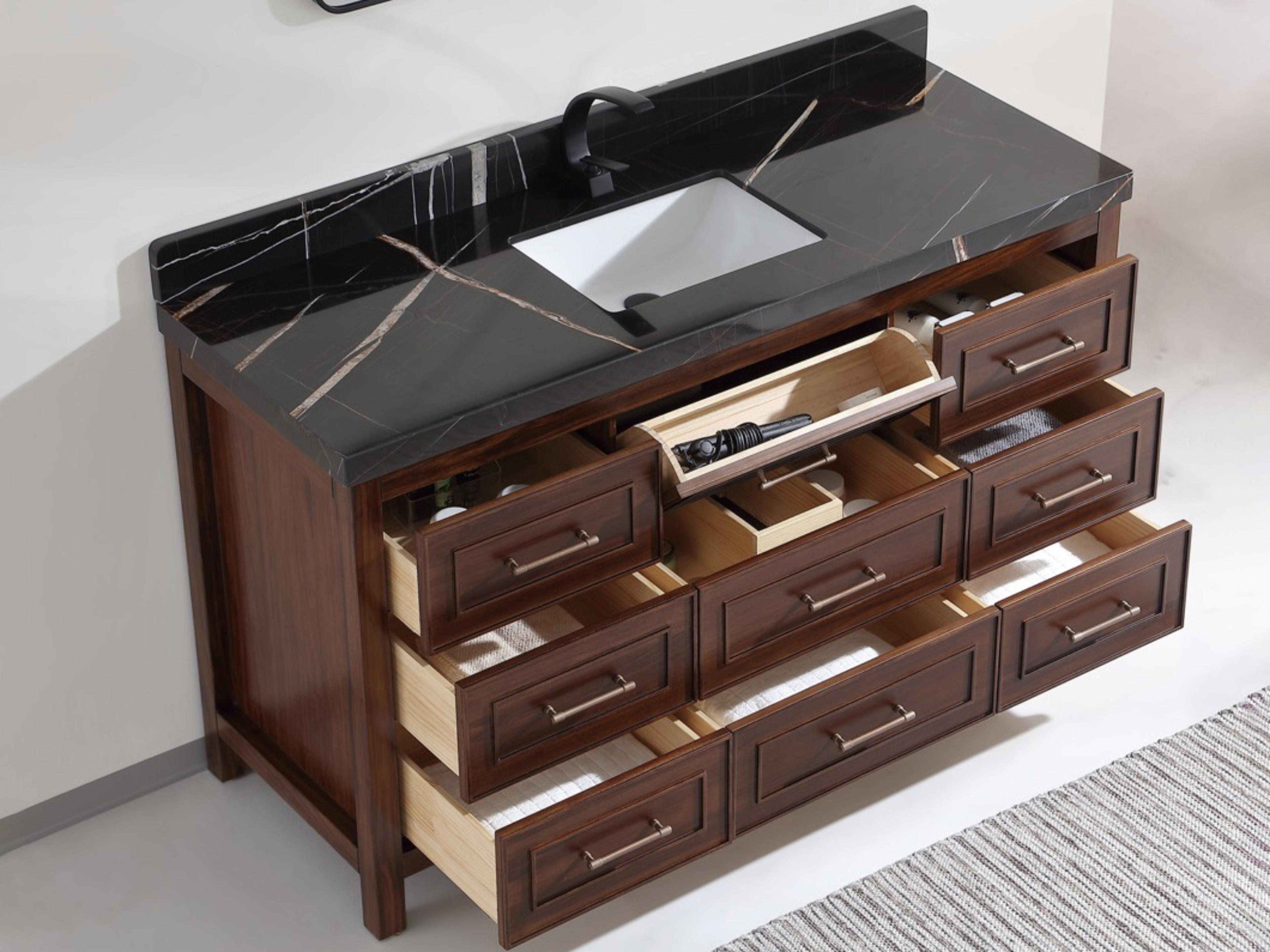Legion Furniture Wk Series Ebony Dark Brown Vanity With Black Natural Top