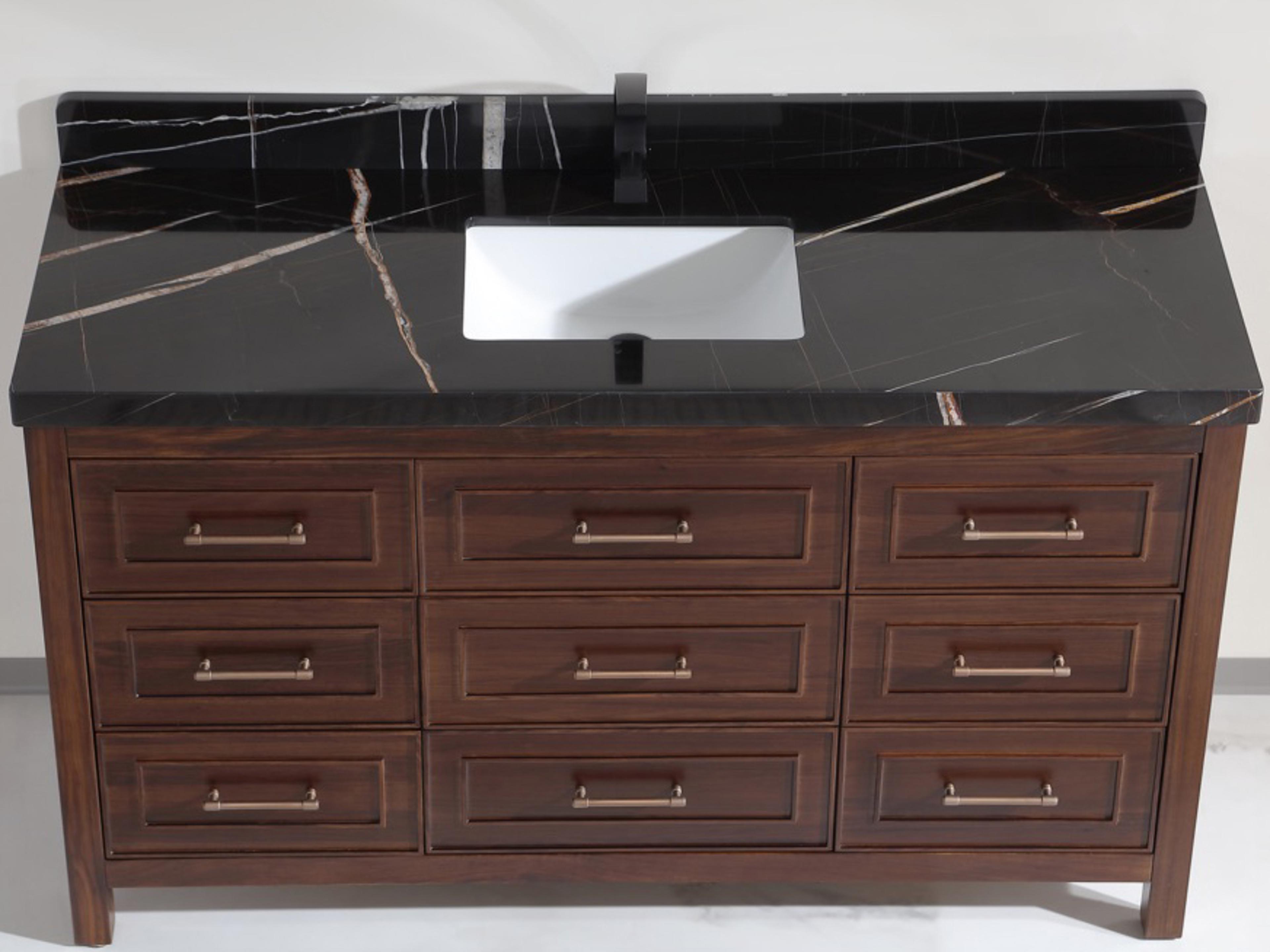 Legion Furniture Wk Series Ebony Dark Brown Vanity With Black Natural Top