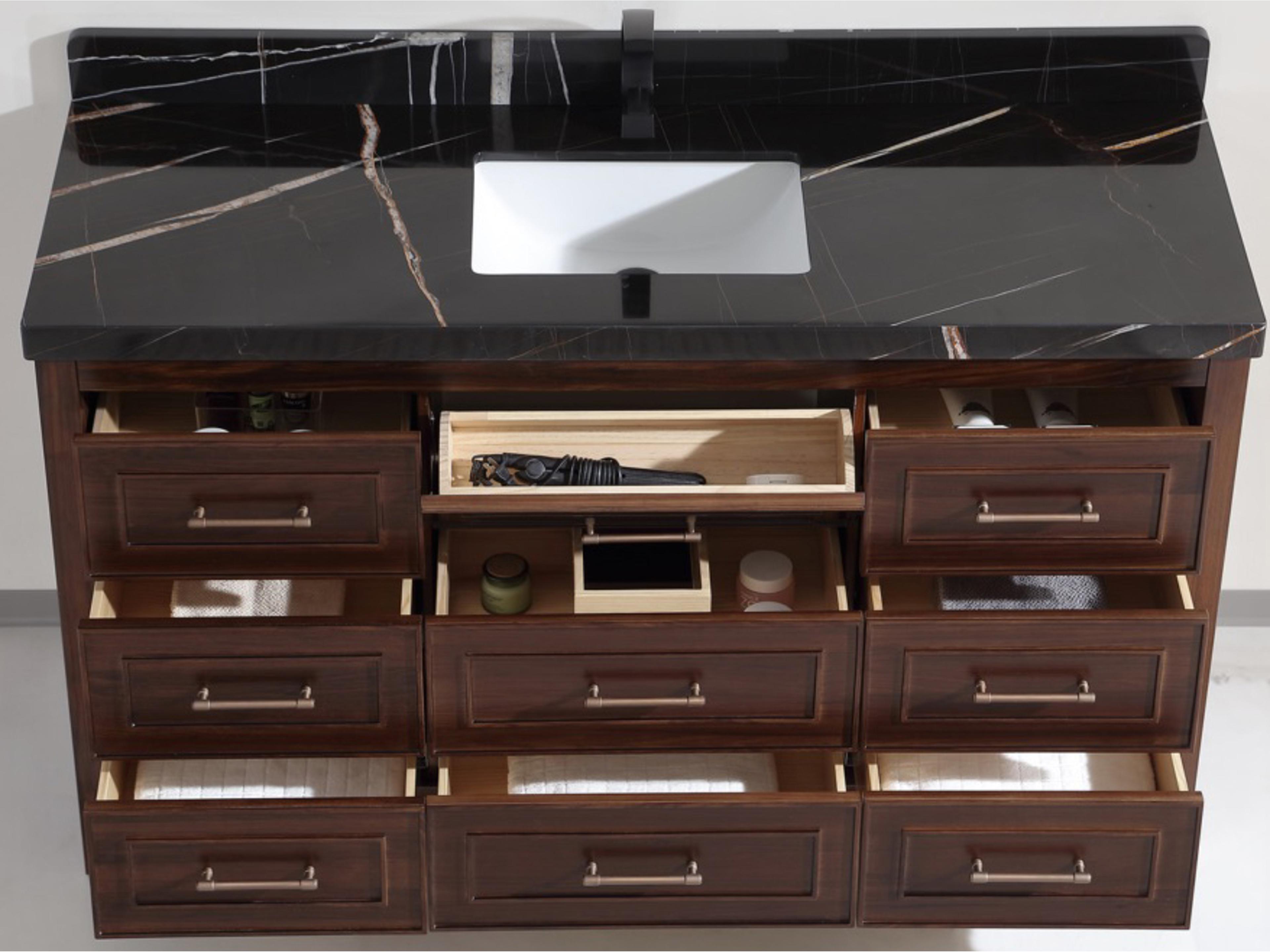 Legion Furniture Wk Series Ebony Dark Brown Vanity With Black Natural Top