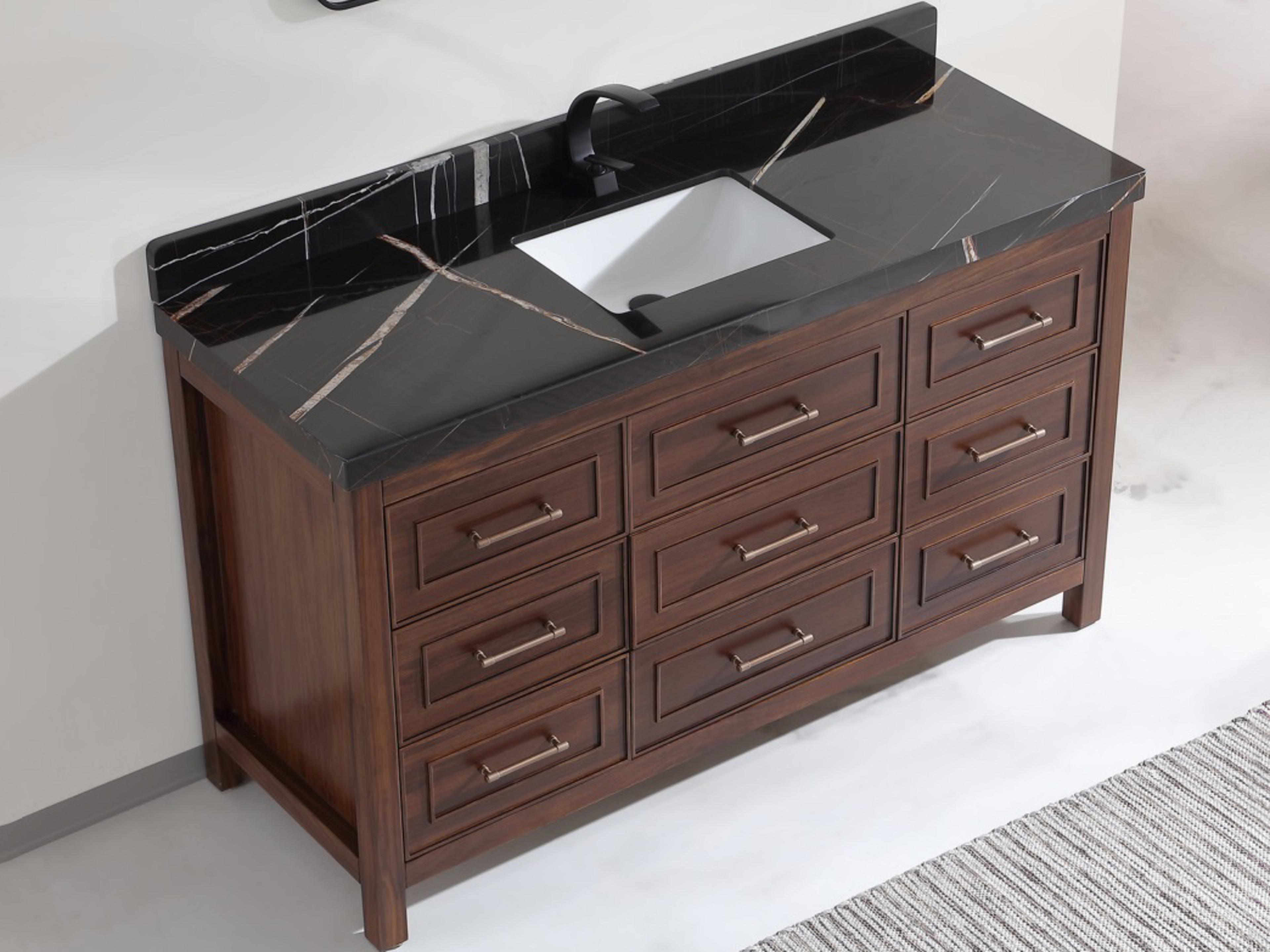 Legion Furniture Wk Series Ebony Dark Brown Vanity With Black Natural Top
