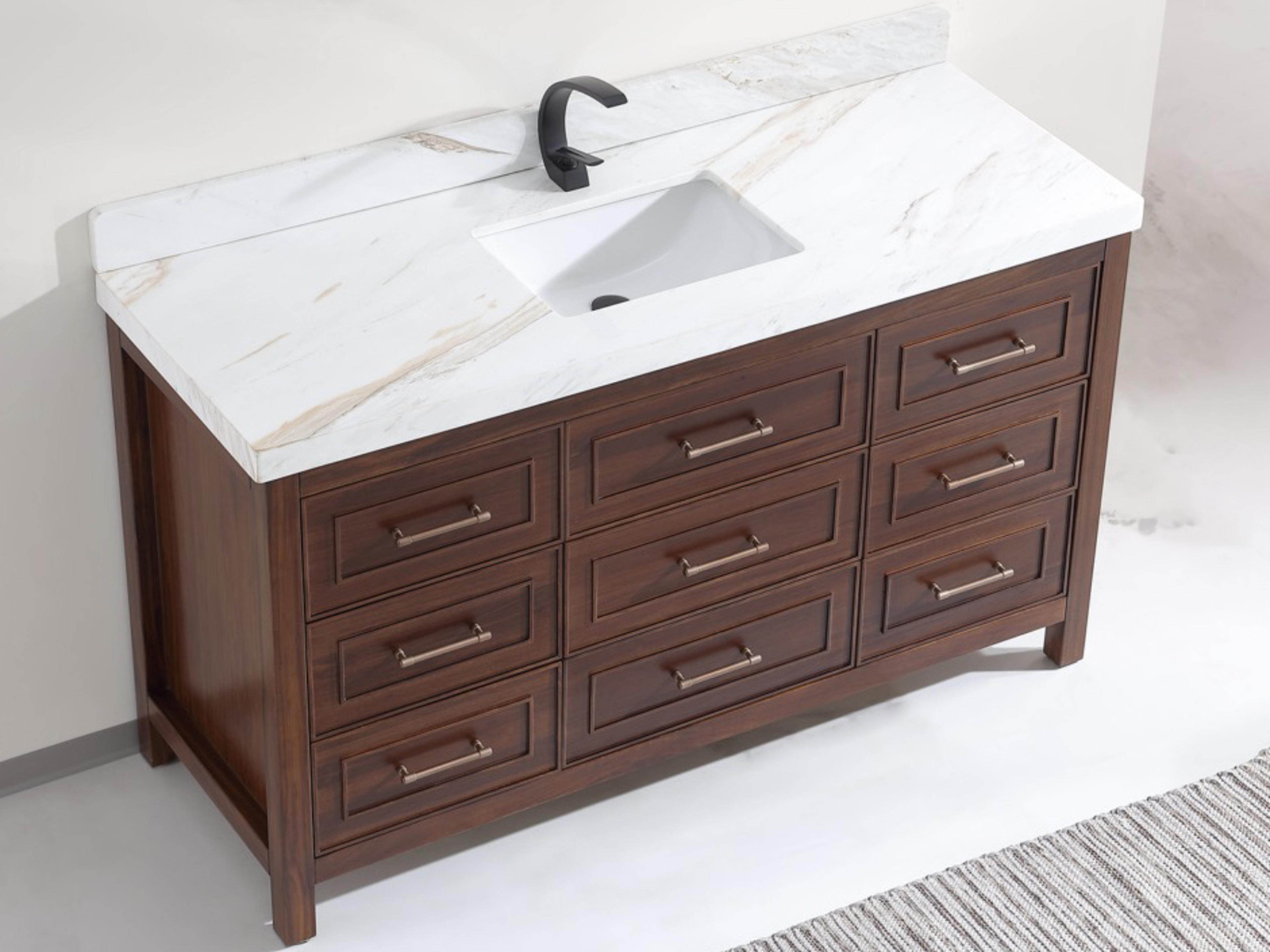 Legion Furniture Wk Series Ebony Dark Brown Vanity With White Natural Top