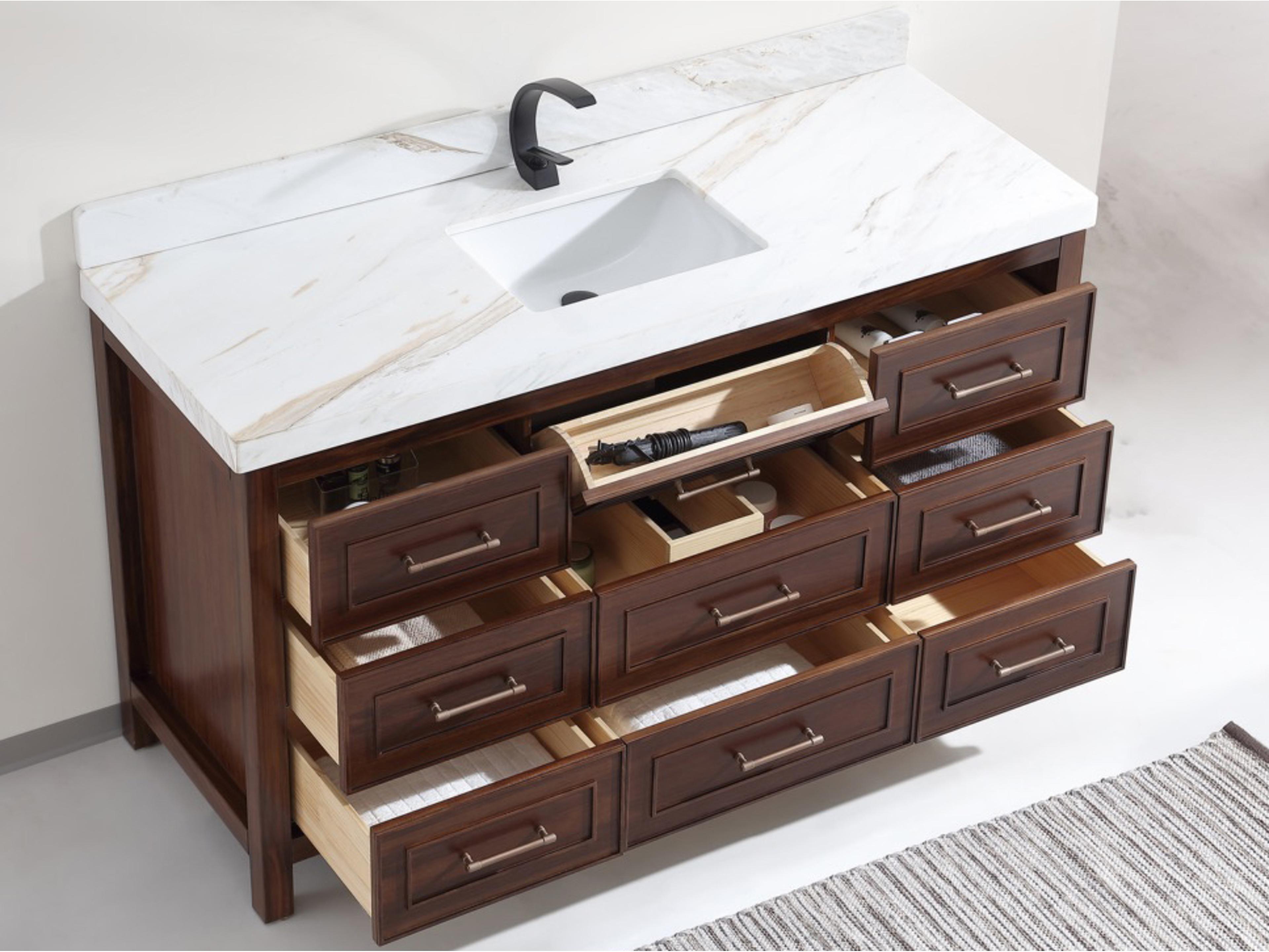 Legion Furniture Wk Series Ebony Dark Brown Vanity With White Natural Top