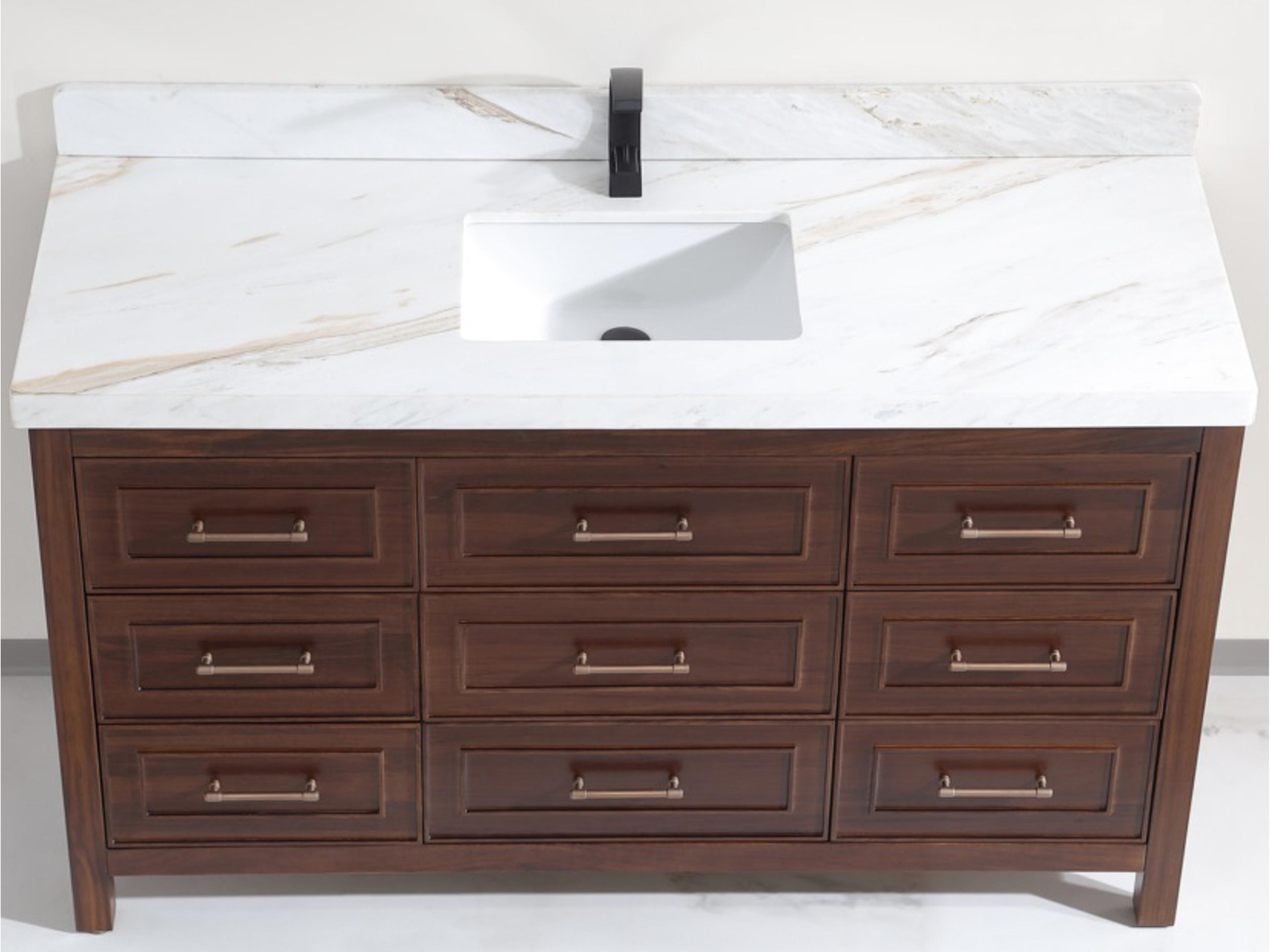 Legion Furniture Wk Series Ebony Dark Brown Vanity With White Natural Top
