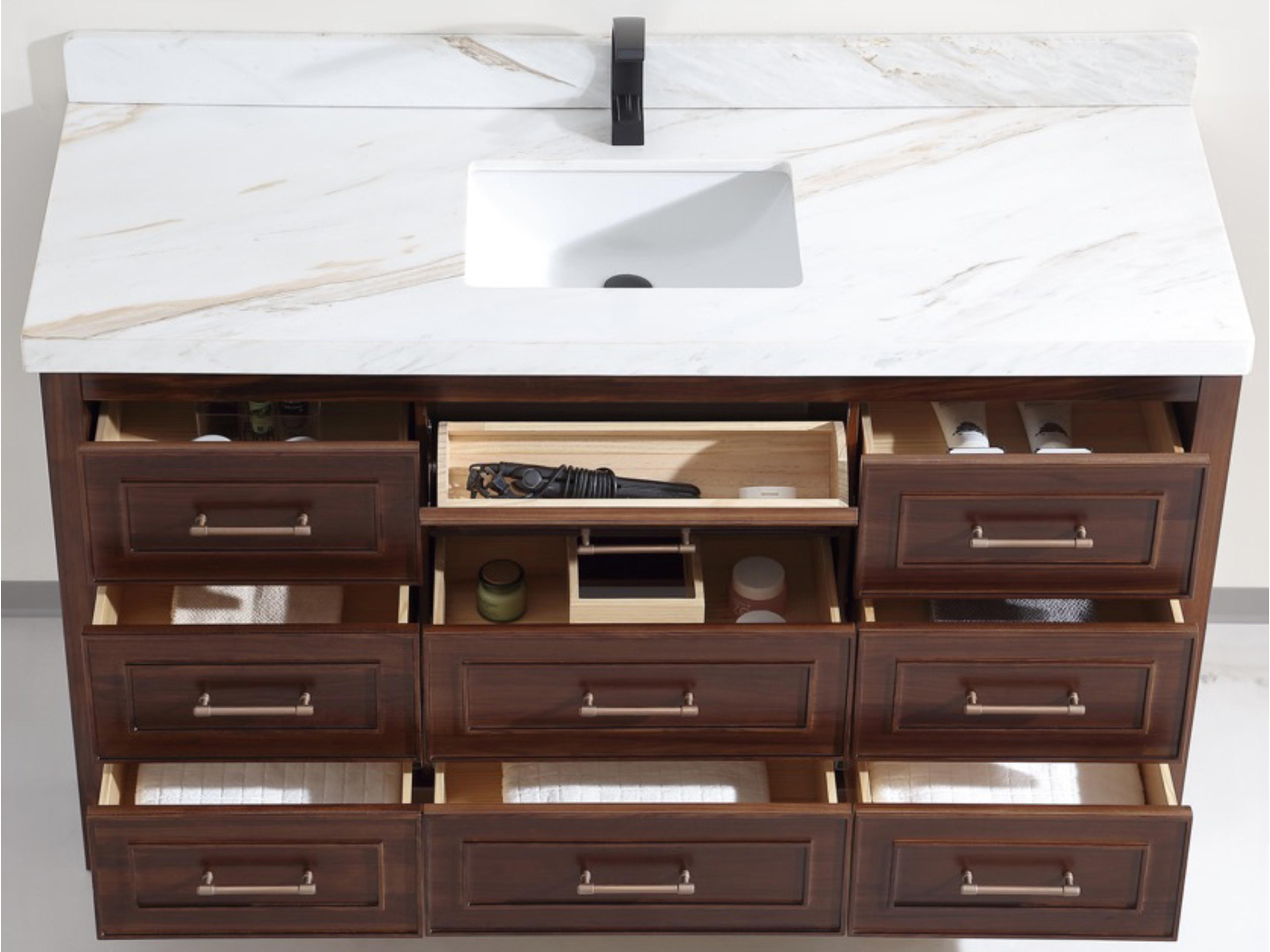 Legion Furniture Wk Series Ebony Dark Brown Vanity With White Natural Top