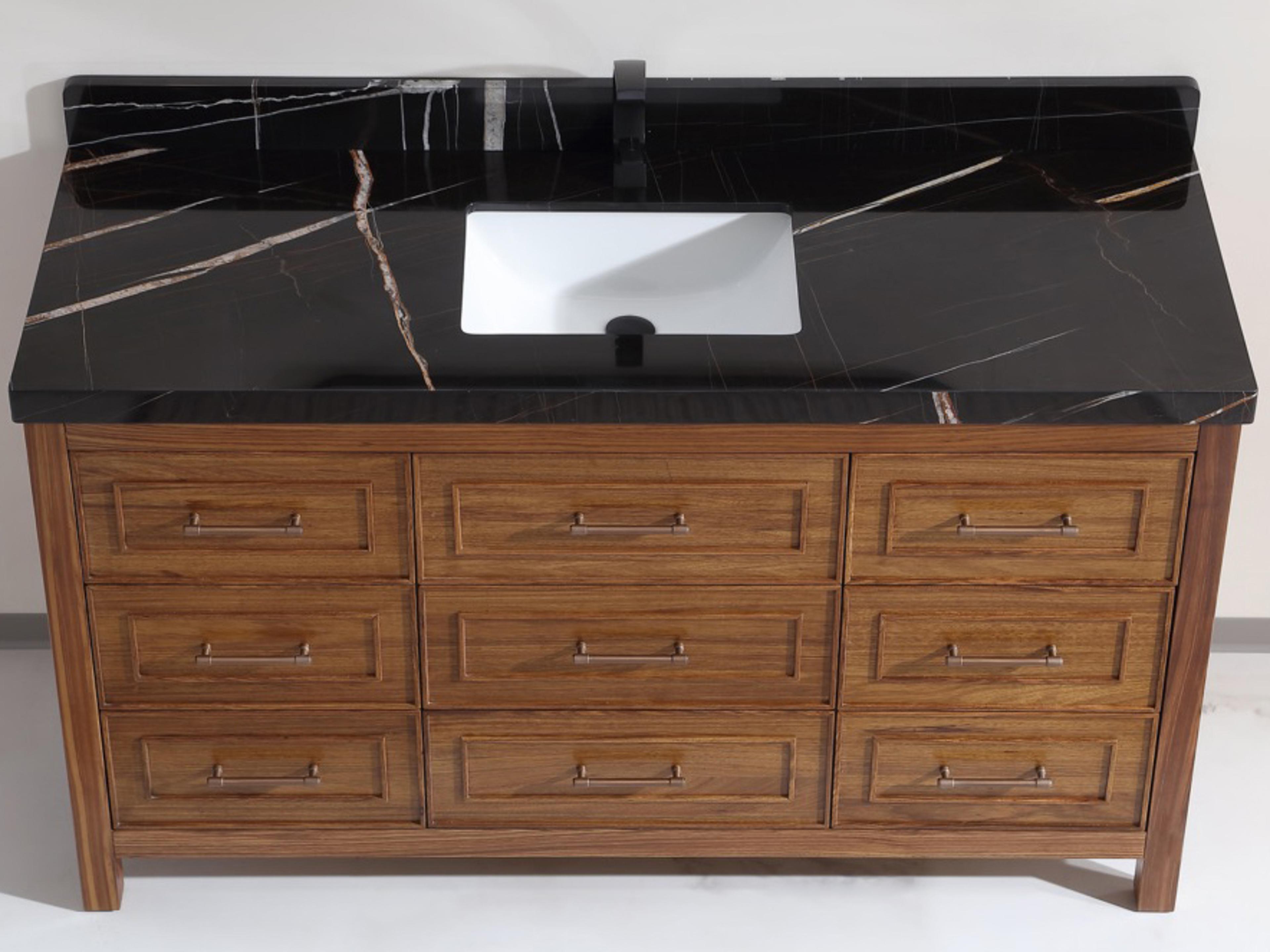 Legion Furniture Wk Series Ebony Dark Brown Vanity With Black Natural Top