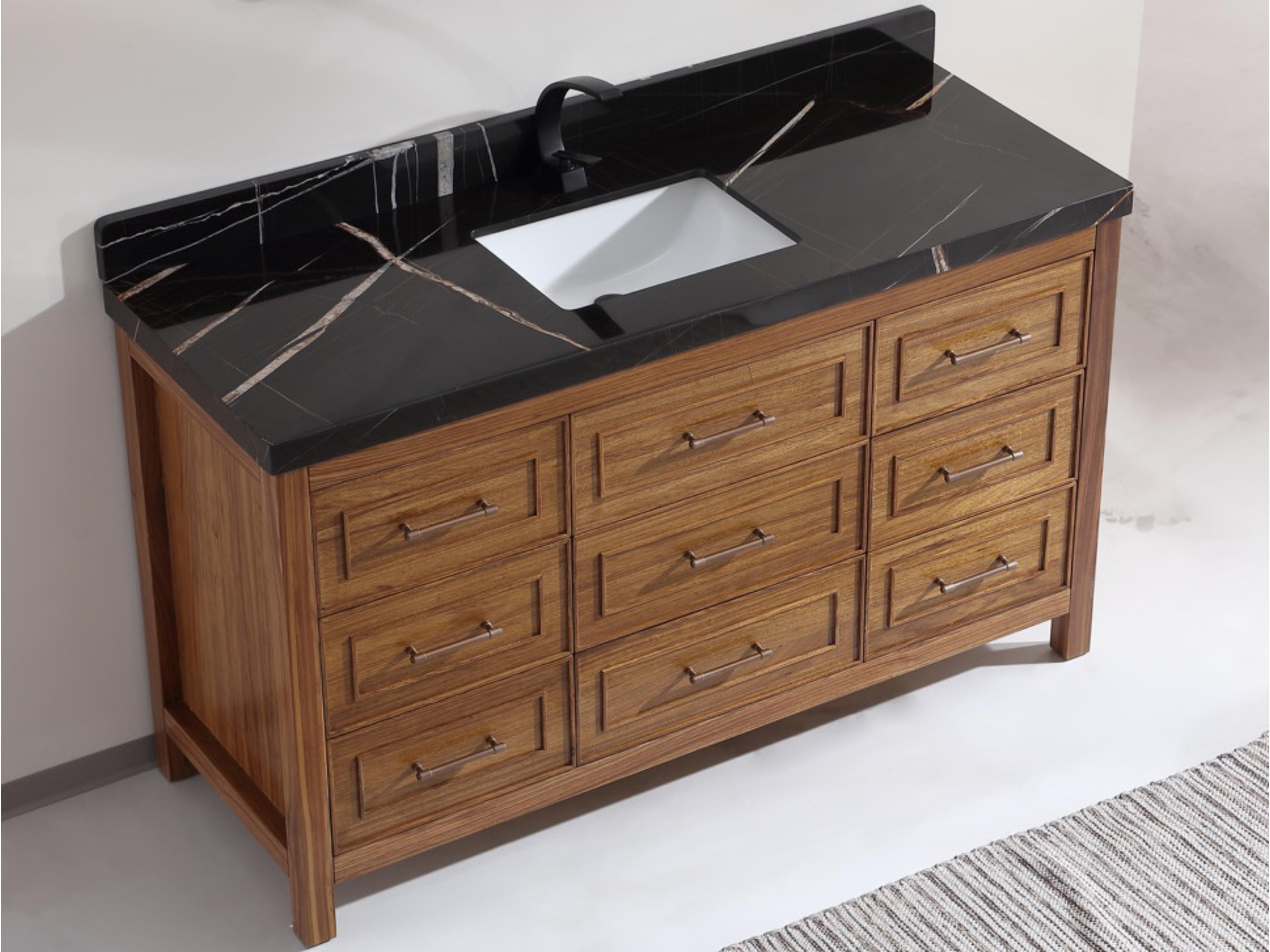 Legion Furniture Wk Series Ebony Dark Brown Vanity With Black Natural Top