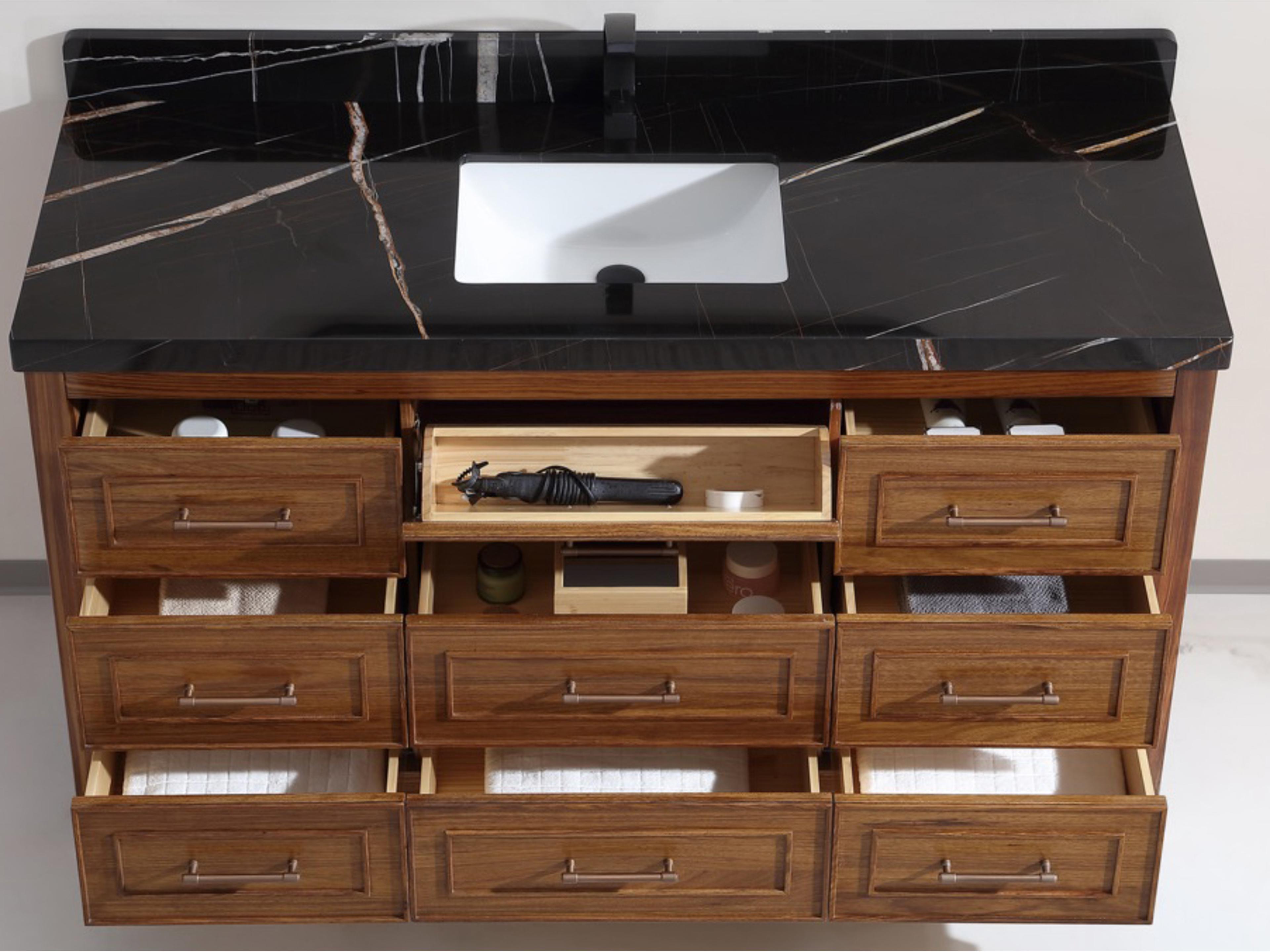 Legion Furniture Wk Series Ebony Dark Brown Vanity With Black Natural Top