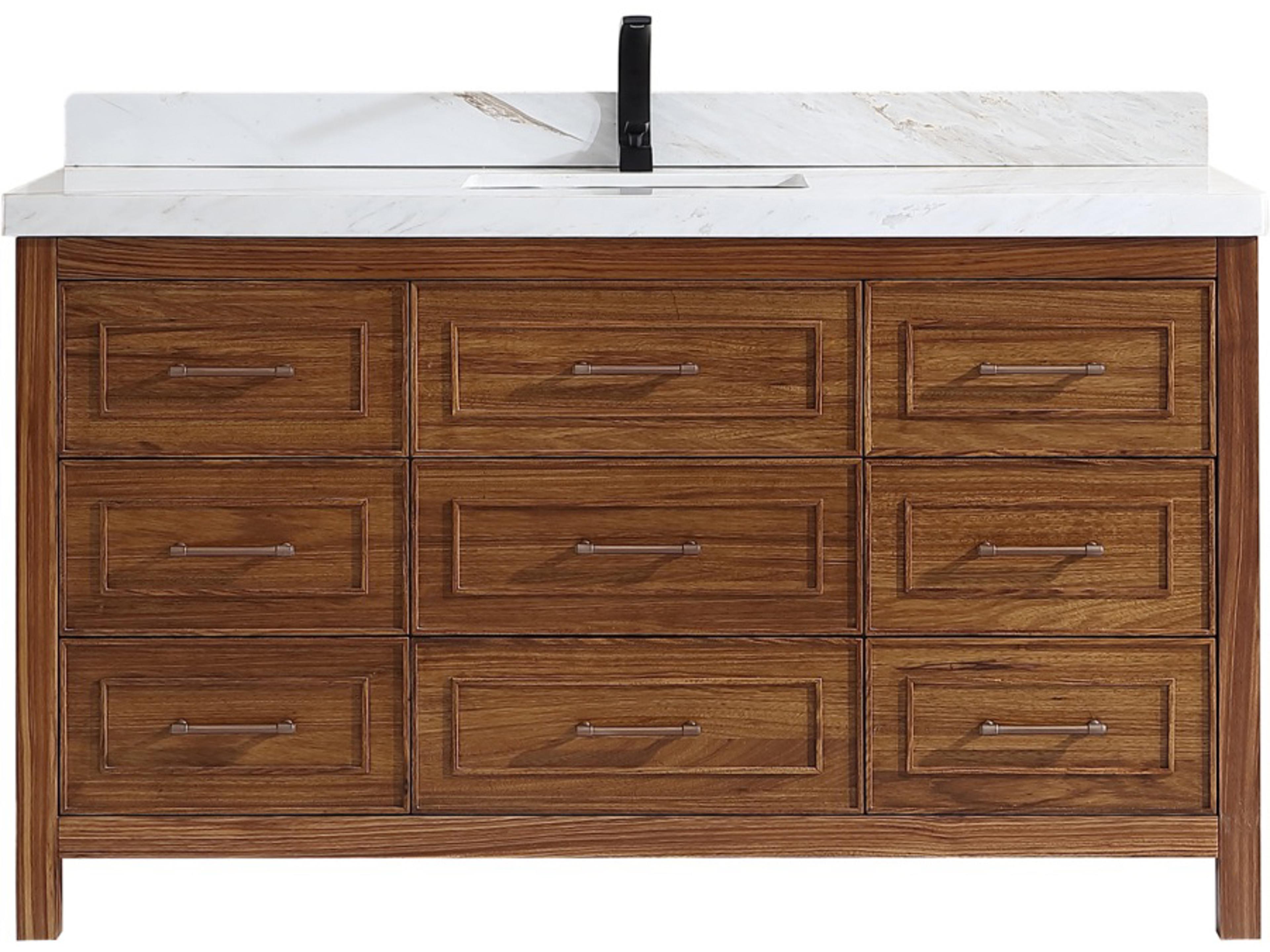 Legion Furniture Wk Series Ebony Light Brown Vanity With White Natural Top