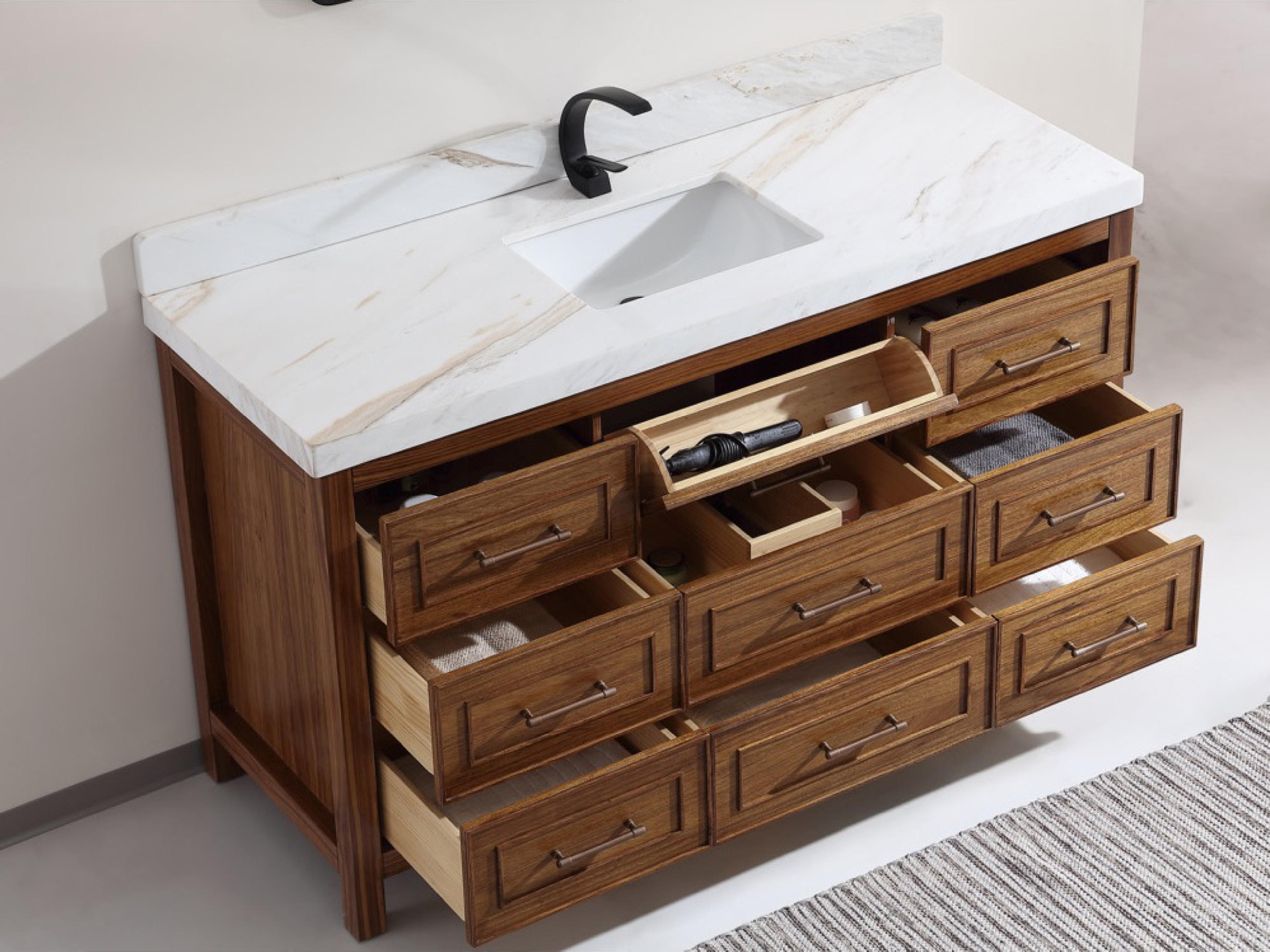 Legion Furniture Wk Series Ebony Light Brown Vanity With White Natural Top