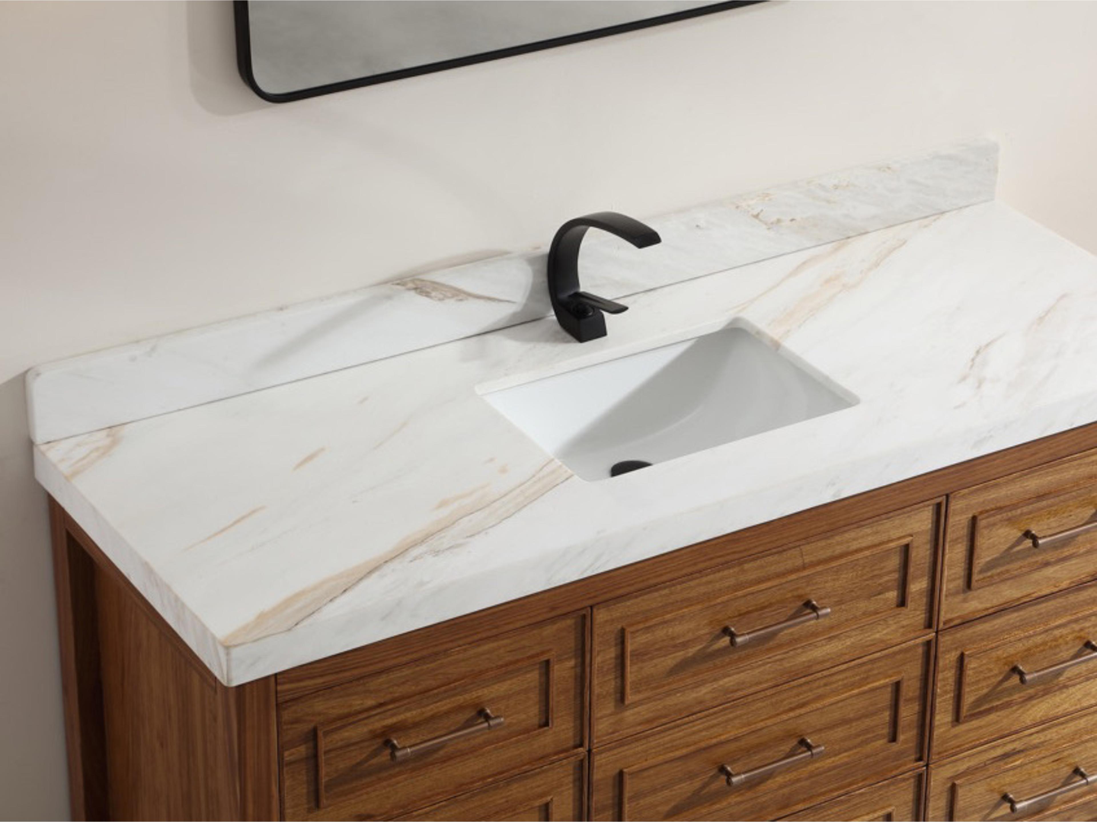 Legion Furniture Wk Series Ebony Light Brown Vanity With White Natural Top