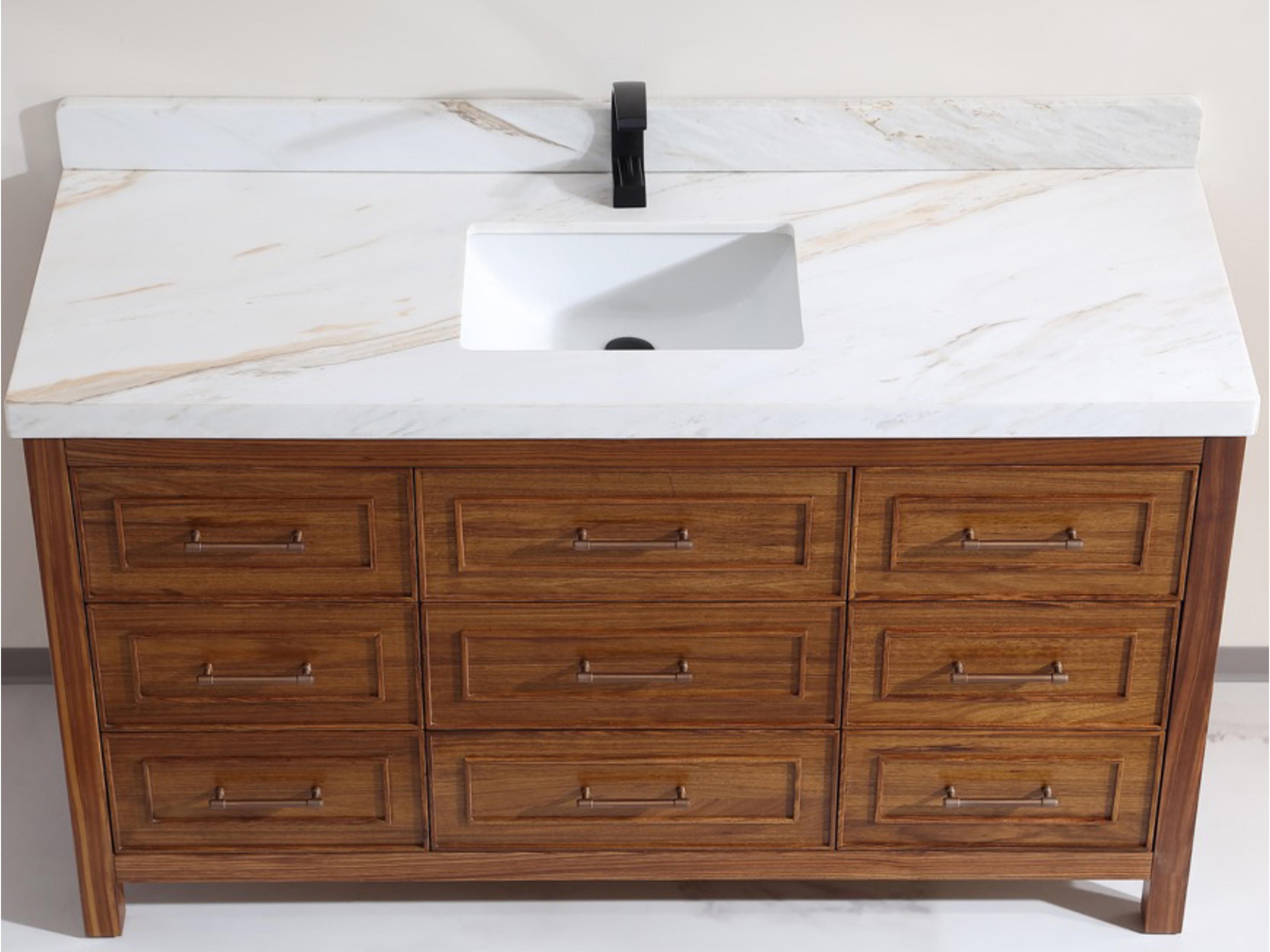 Legion Furniture Wk Series Ebony Light Brown Vanity With White Natural Top