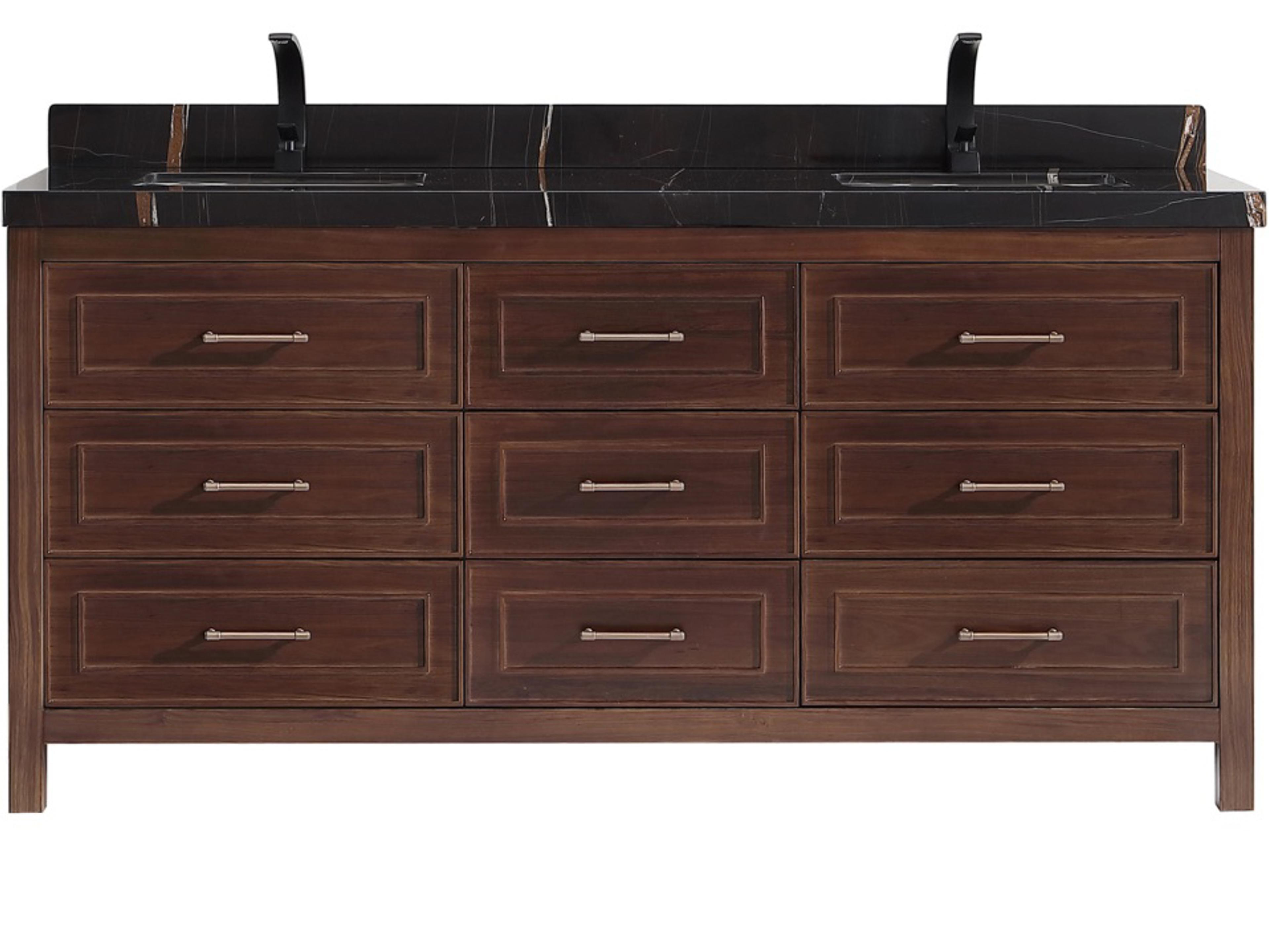 Wk Series Ebony Dark Brown Vanity With Black Natural Top