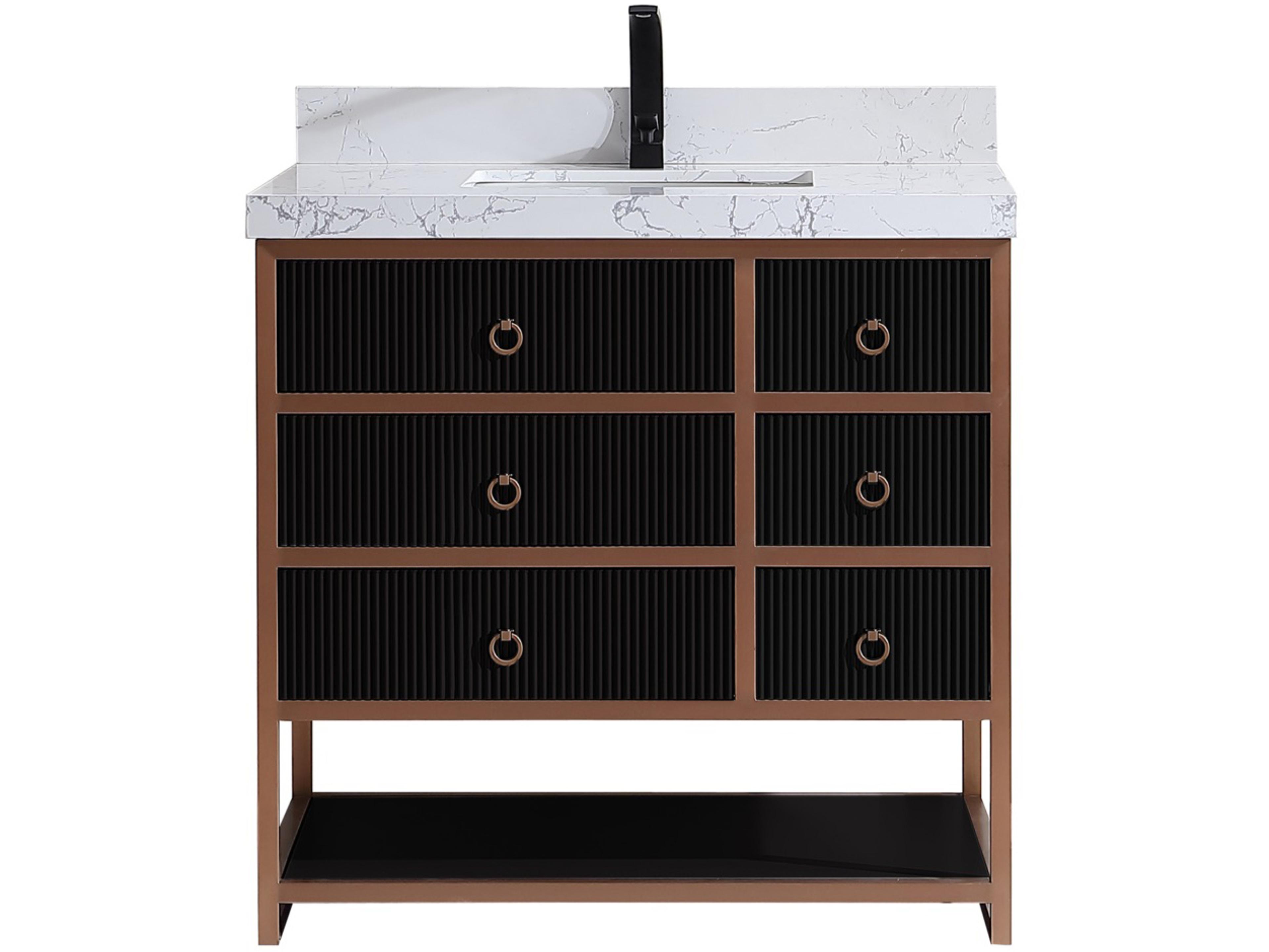 Wk Series Tricorn Black Vanity With White Artificial Top