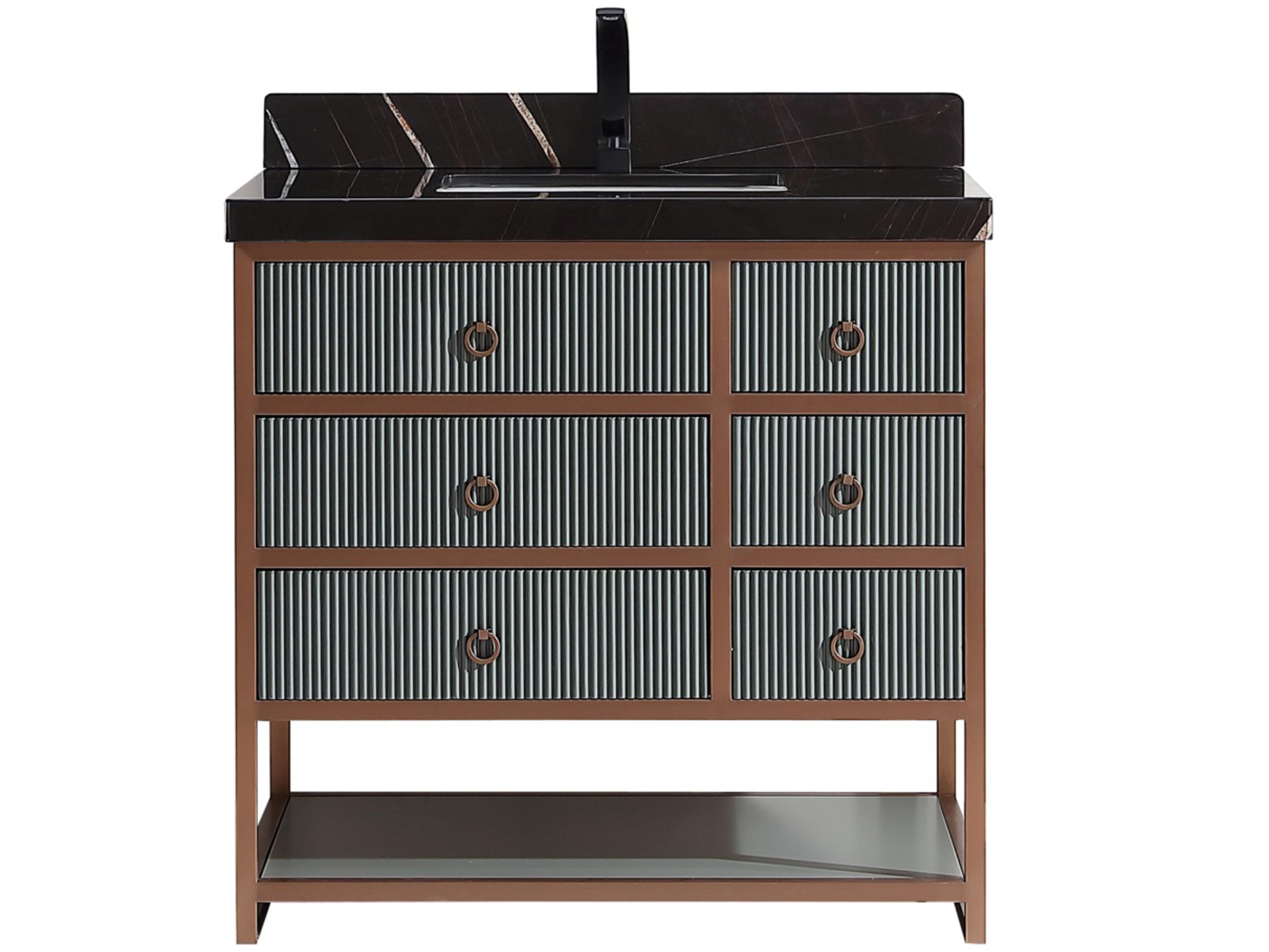 Wk Series Pewter Green Vanity With Black Natural Top