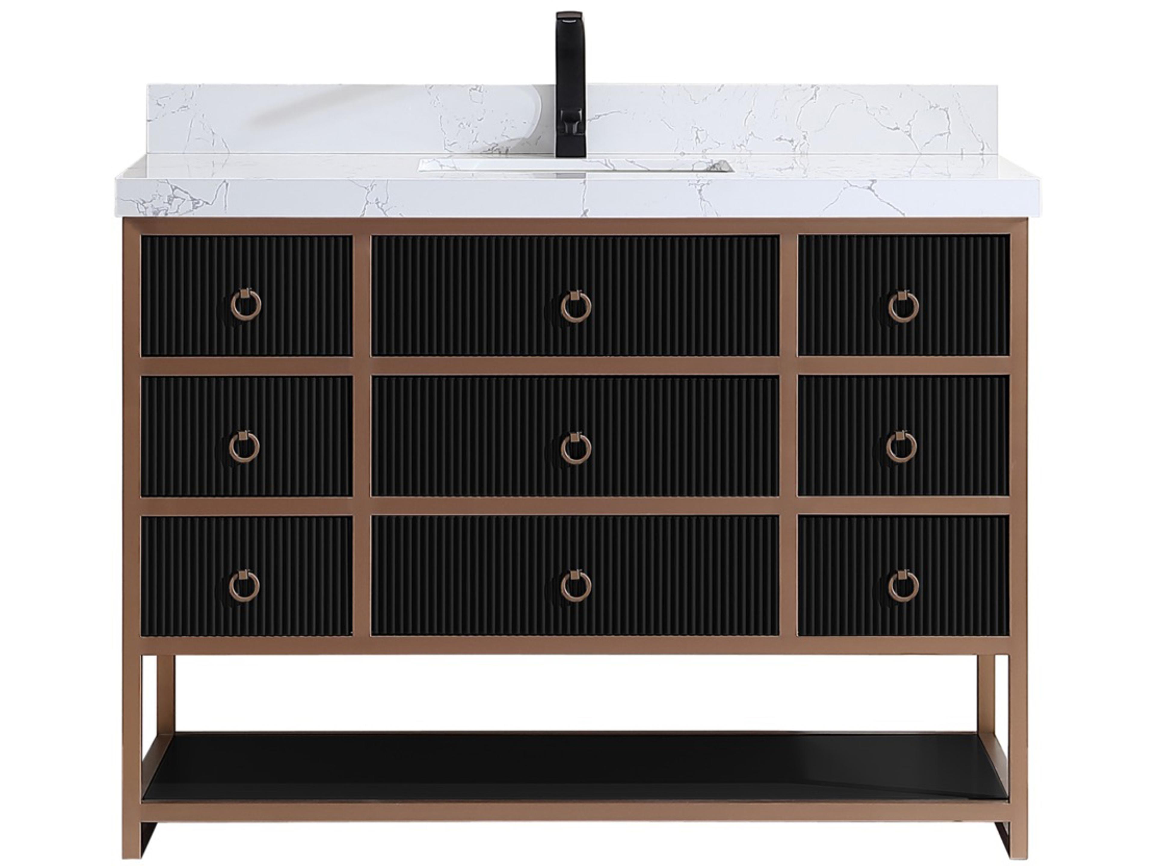 Wk Series Tricorn Black Vanity With White Artificial Top