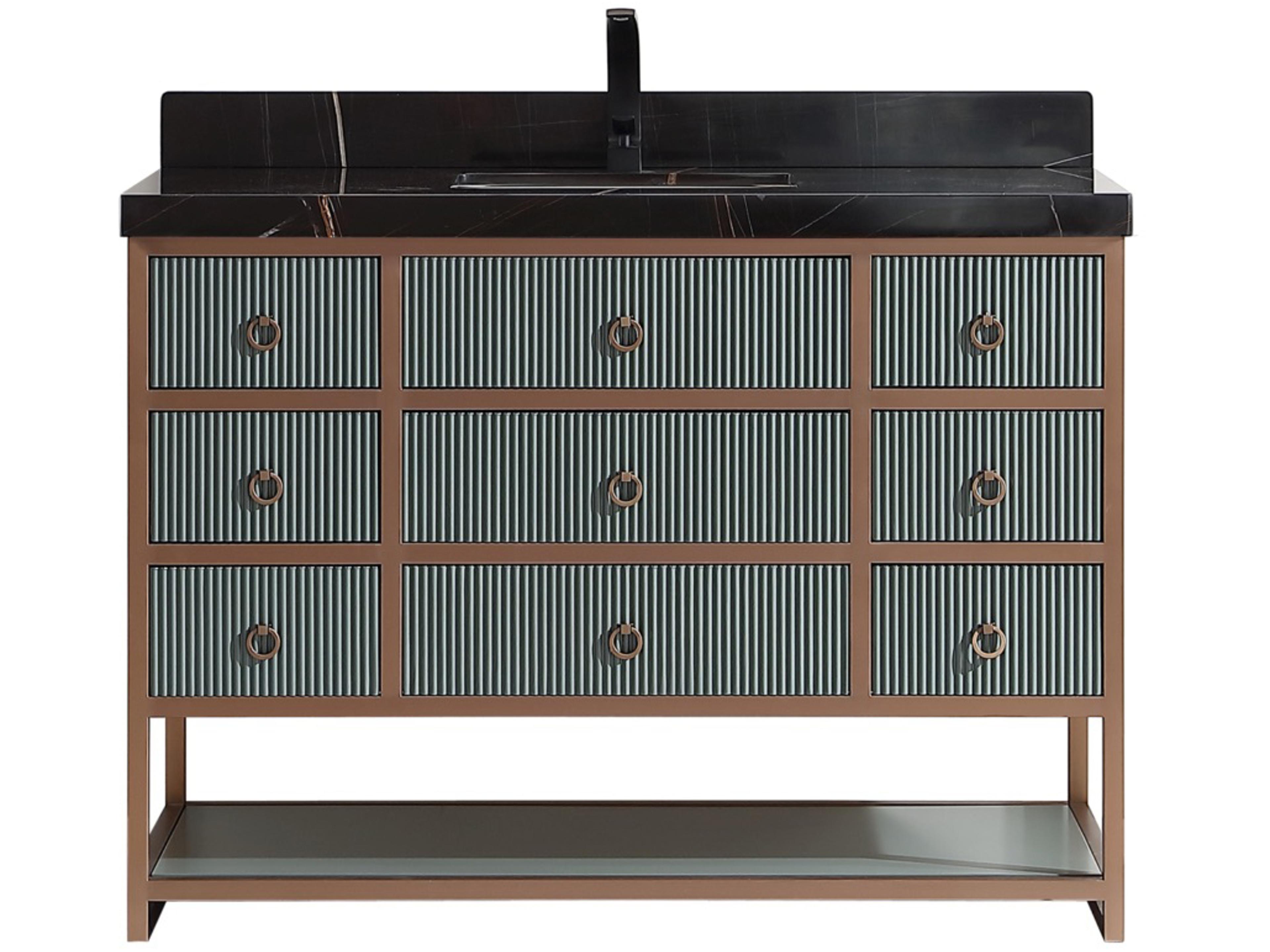 Wk Series Pewter Green Vanity With Black Natural Top