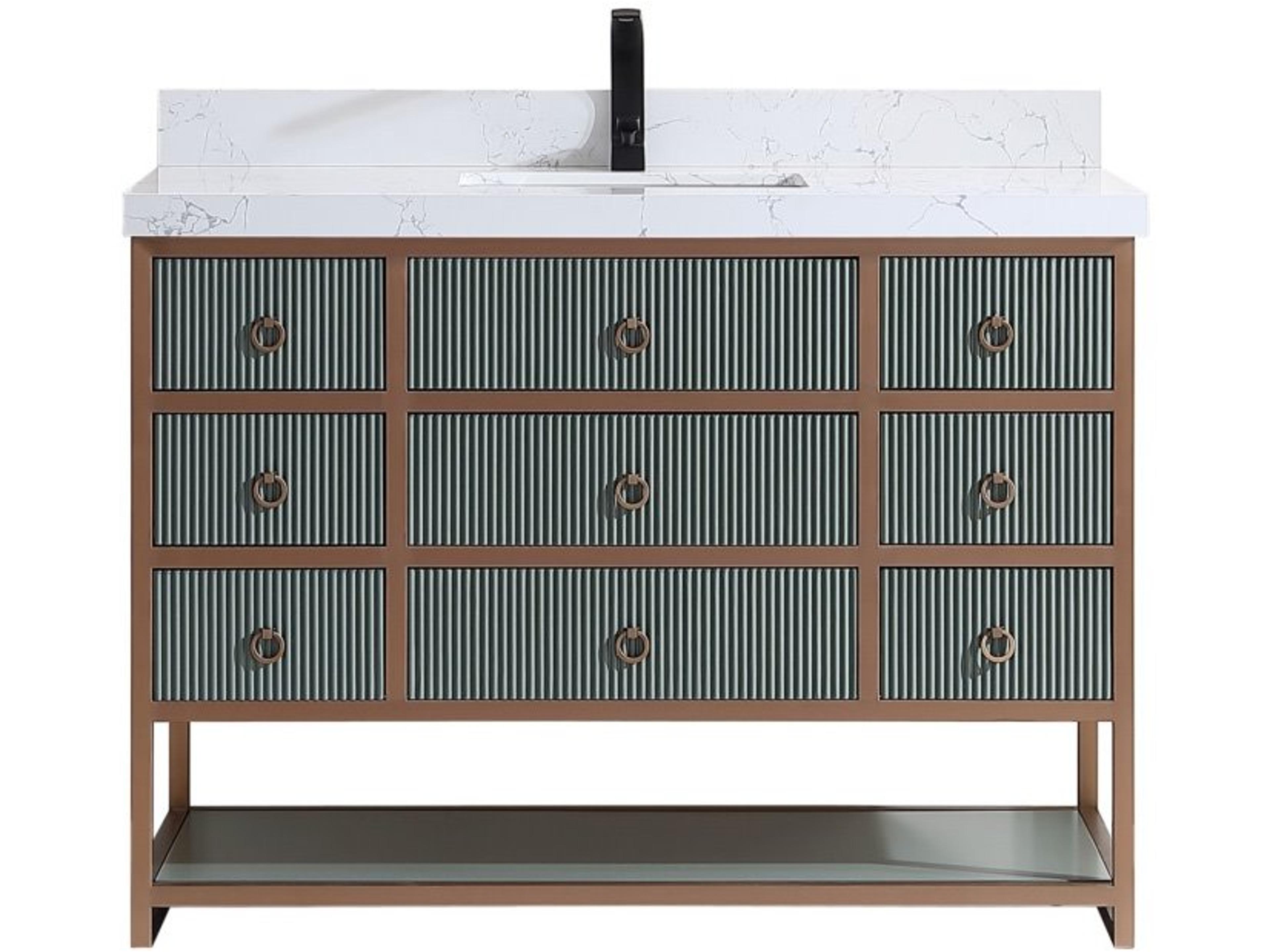 Wk Series Pewter Green Vanity With White Artificial Top