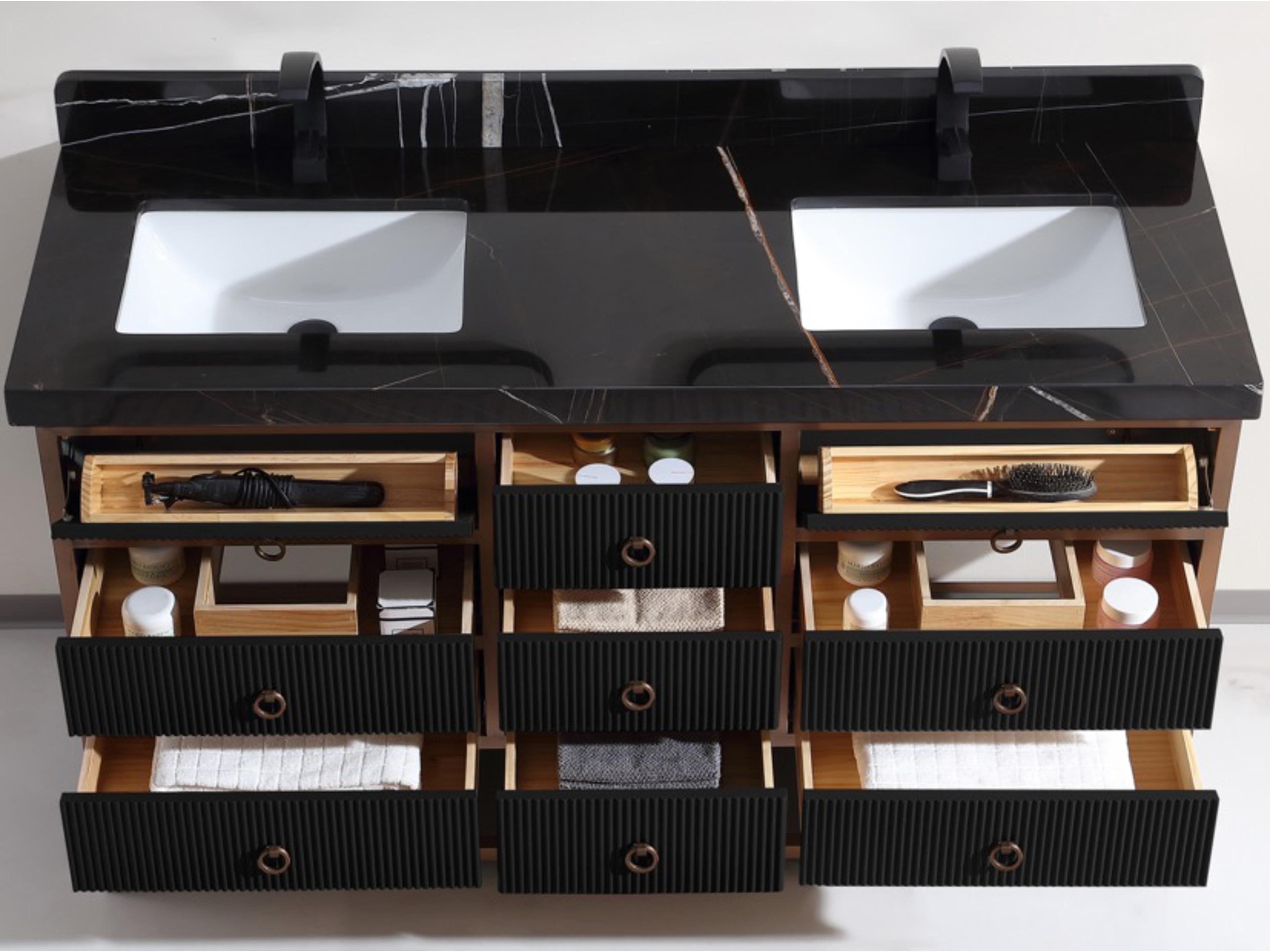 Legion Furniture Wk Series Tricorn Black Vanity With Black Natural Top