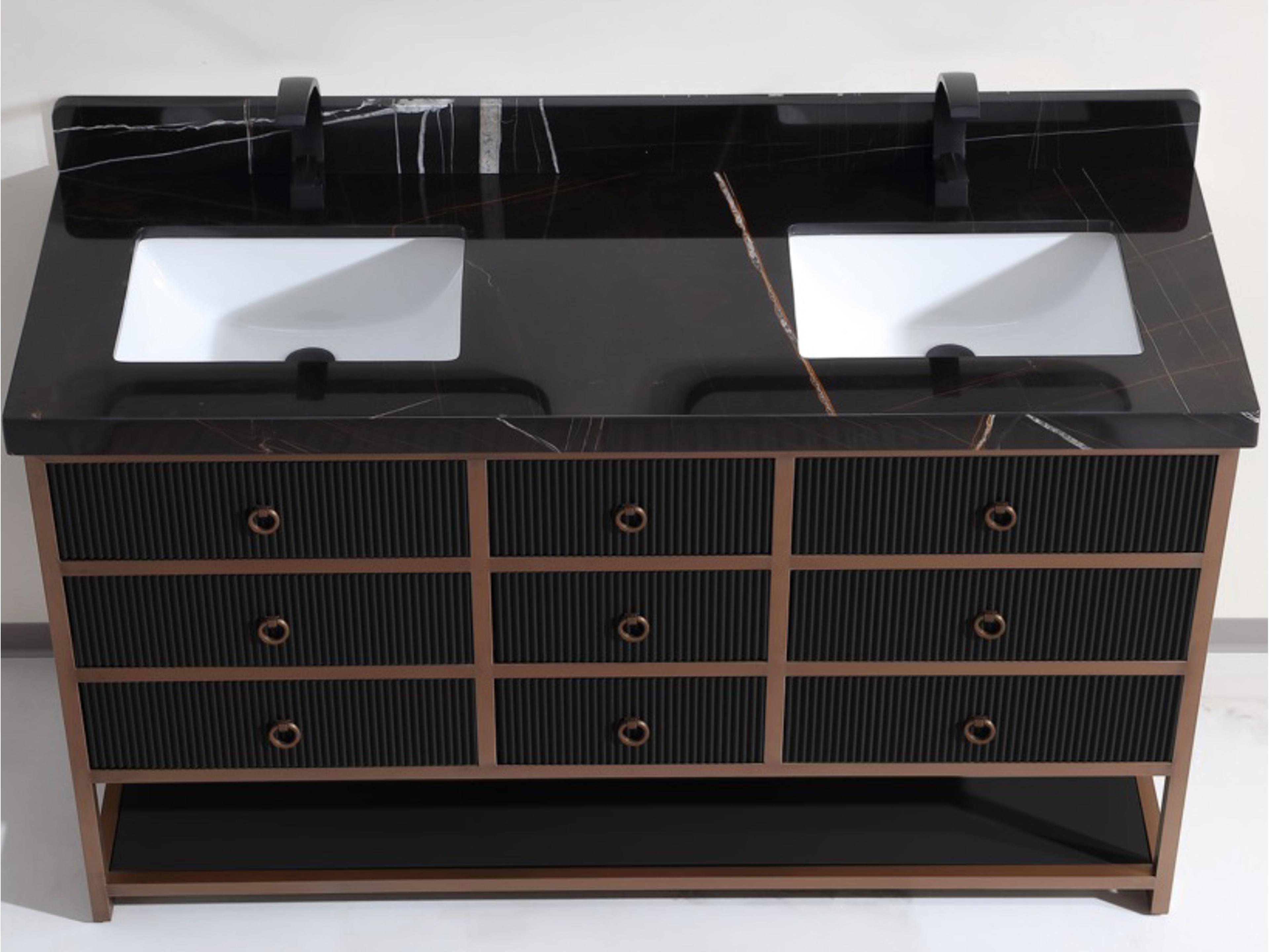 Legion Furniture Wk Series Tricorn Black Vanity With Black Natural Top